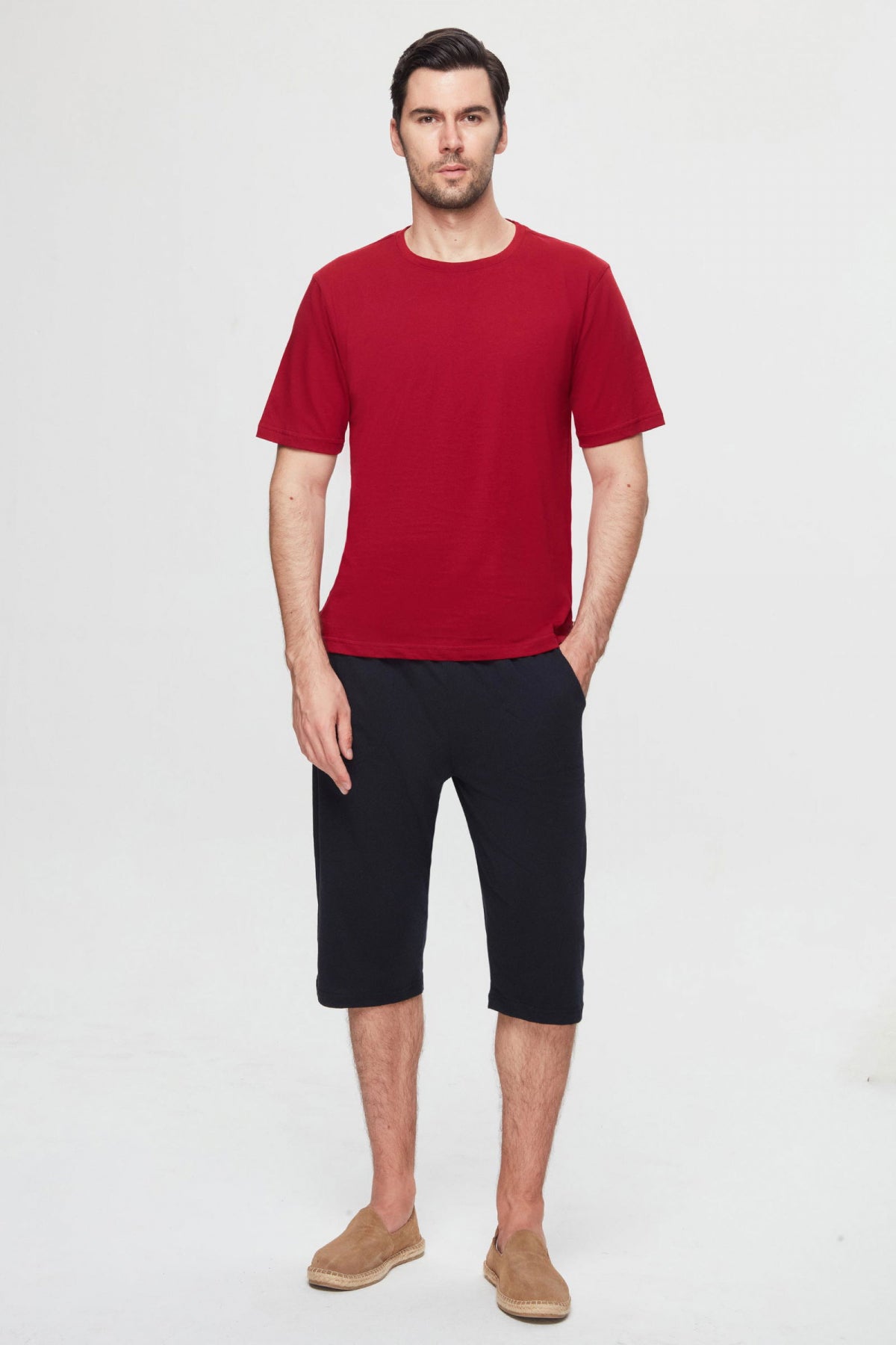 Twn 100% Cotton Short Sleeve 2-Pack Pajama Set  - Burgundy