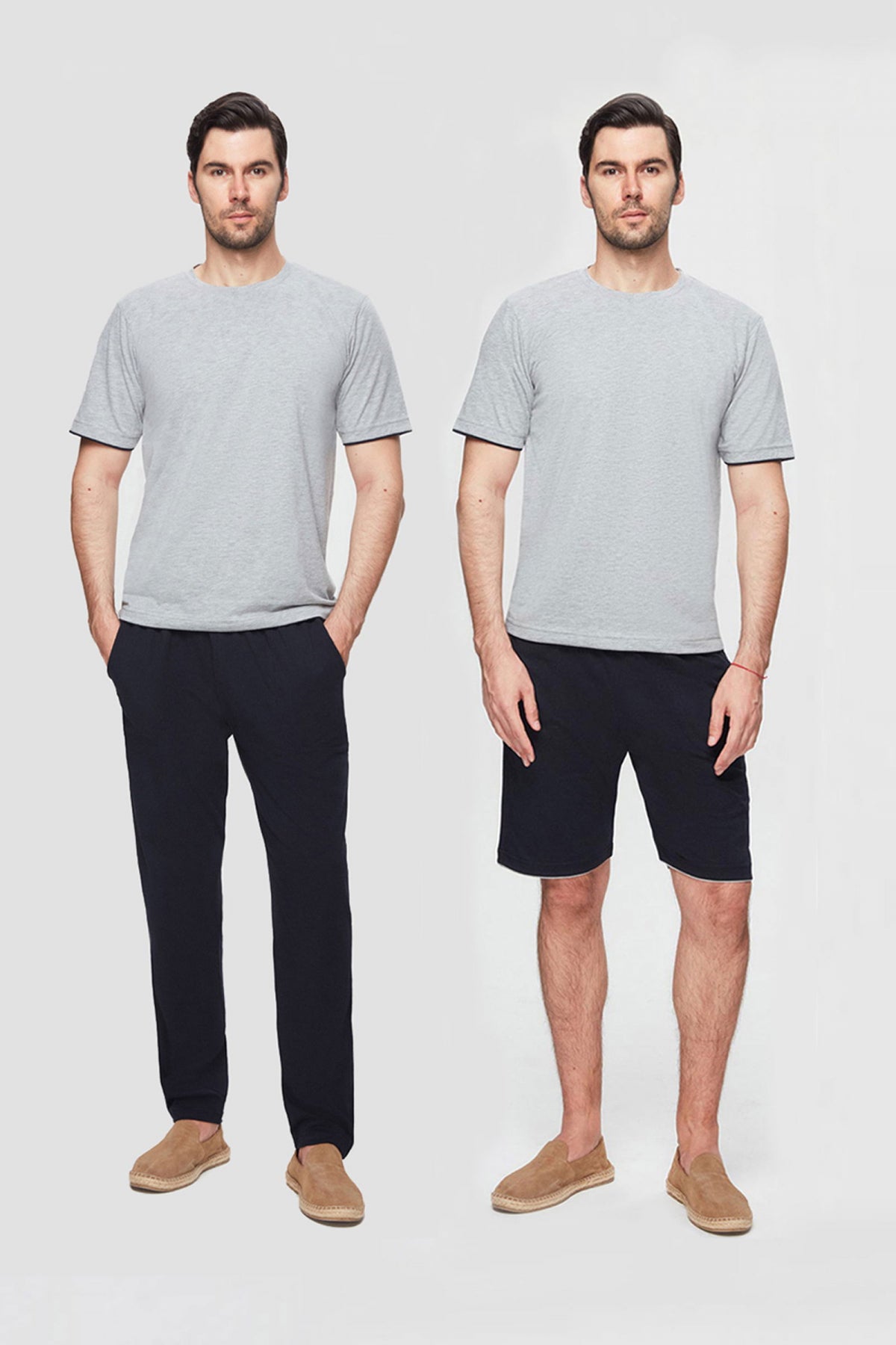 Twn 100% Cotton Short Sleeve 3-Pack Pajama Set  - Gray