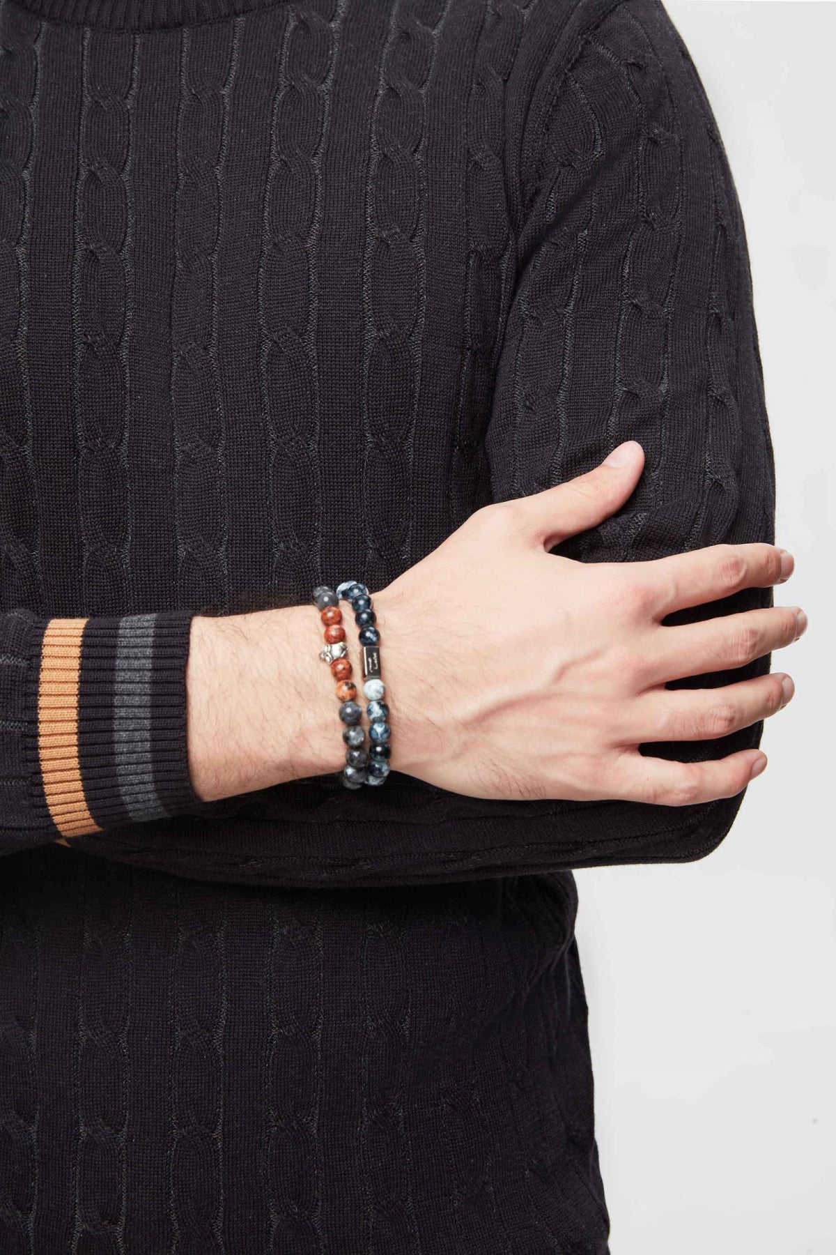 Twn Glossy Glass Men's Bracelet  - Shiny Anthracite