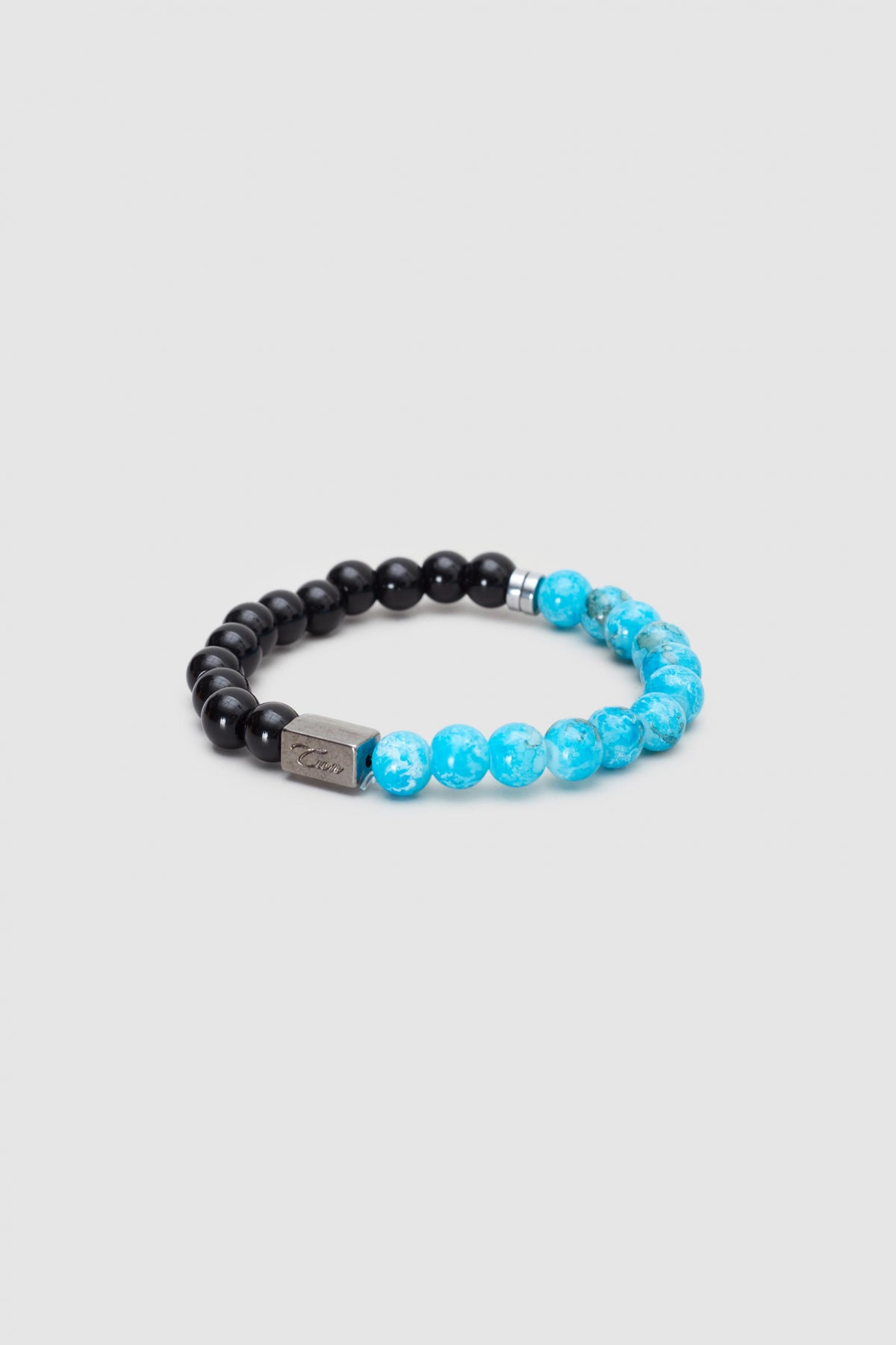 Twn Glossy Glass Men's Bracelet  - Shiny Black Blue