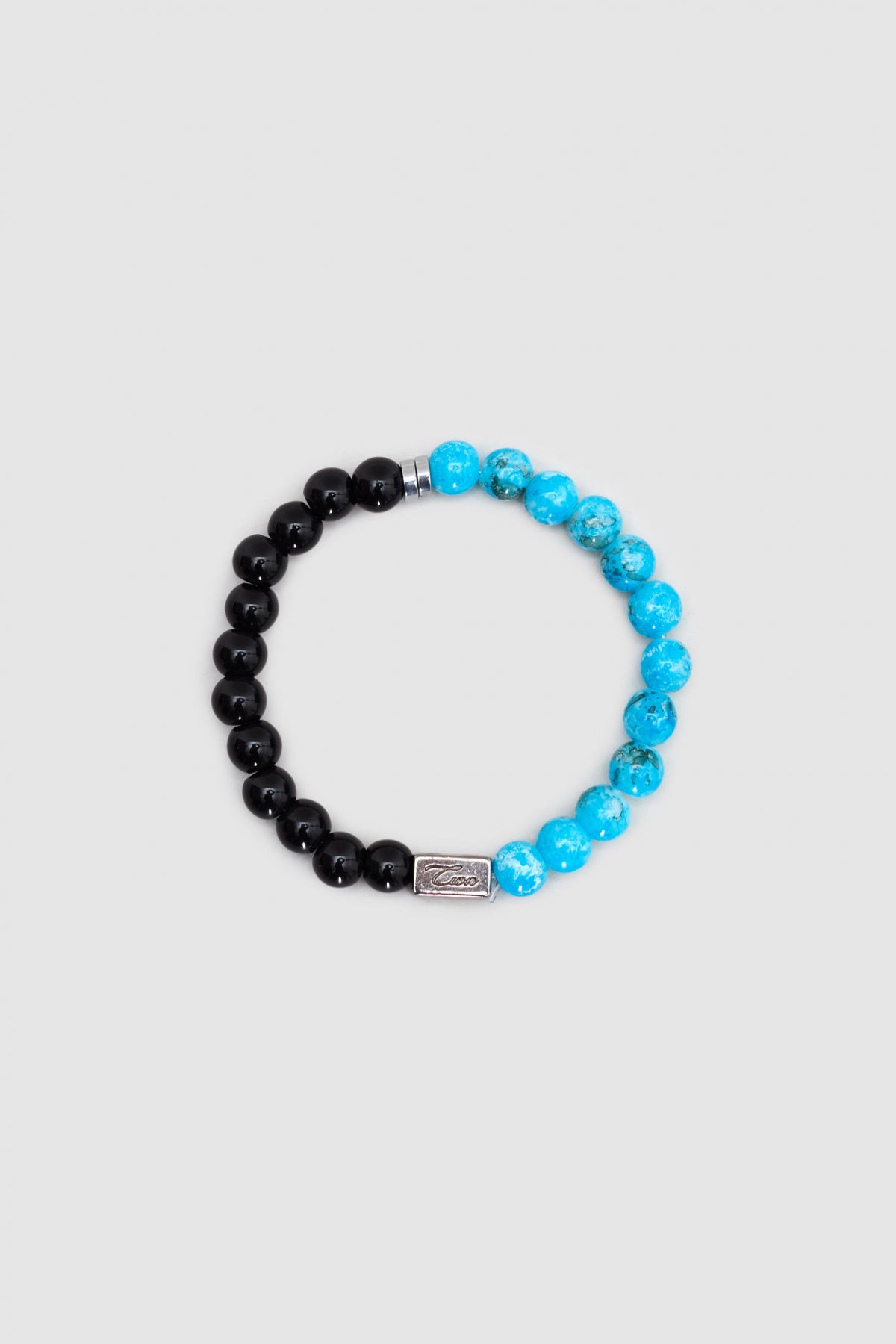 Twn Glossy Glass Men's Bracelet  - Shiny Black Blue