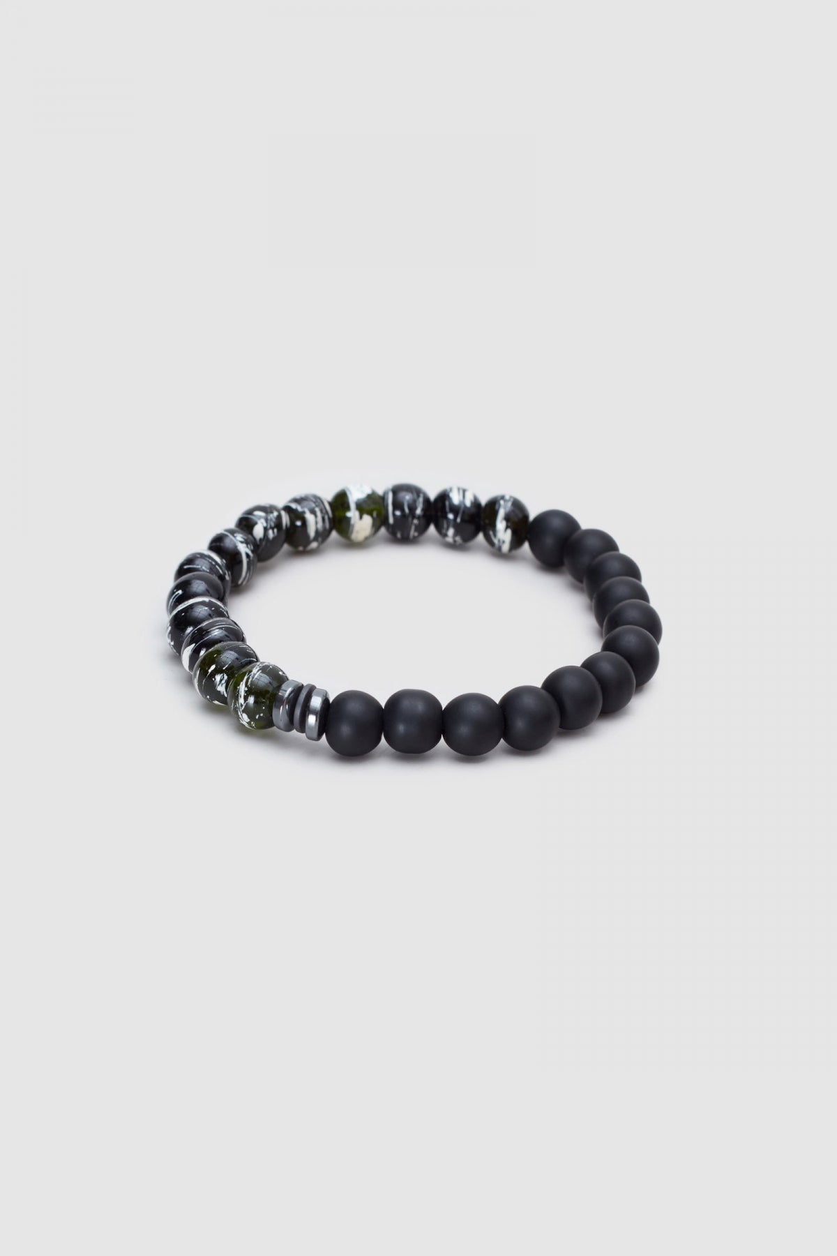 Twn Glossy Glass Men's Bracelet  - Shiny Black Matte Black