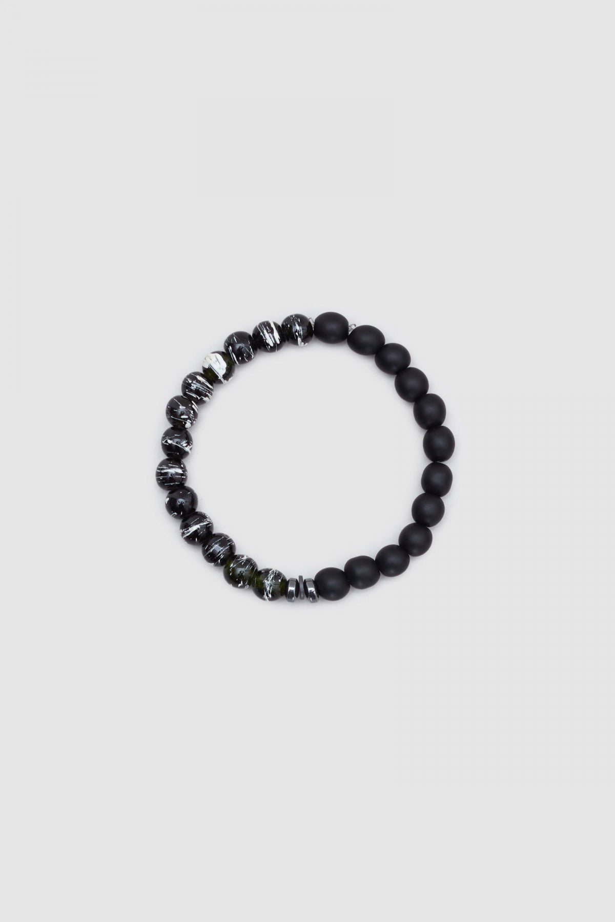 Twn Glossy Glass Men's Bracelet  - Shiny Black Matte Black