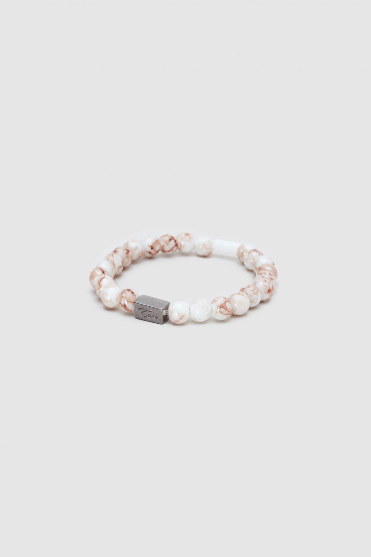 Twn Glossy Glass Men's Bracelet  - Shiny Bone