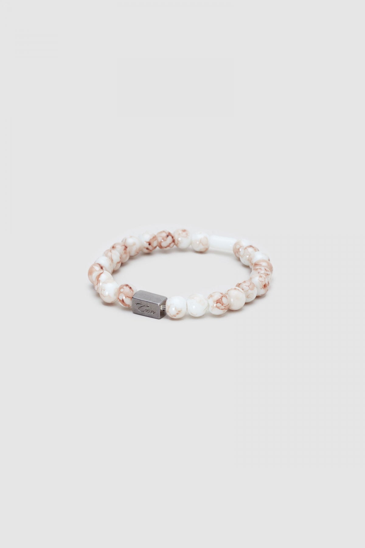 Twn Glossy Glass Men's Bracelet  - Shiny Bone