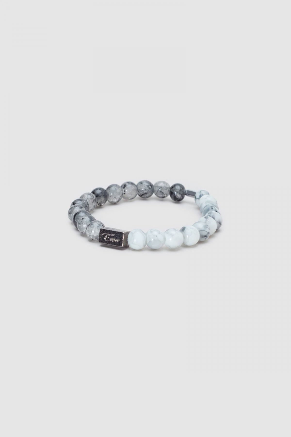 Twn Glossy Glass Men's Bracelet  - Shiny White Anthracite