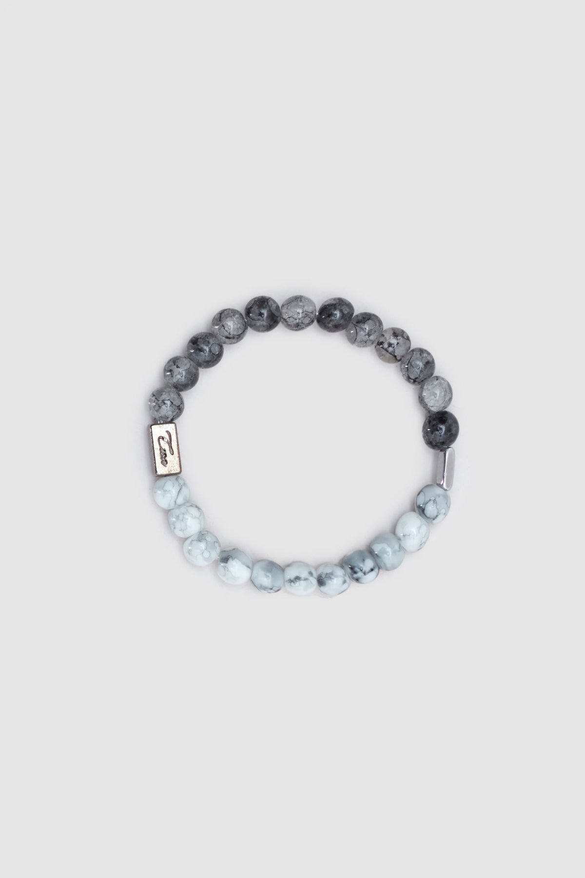Twn Glossy Glass Men's Bracelet  - Shiny White Anthracite