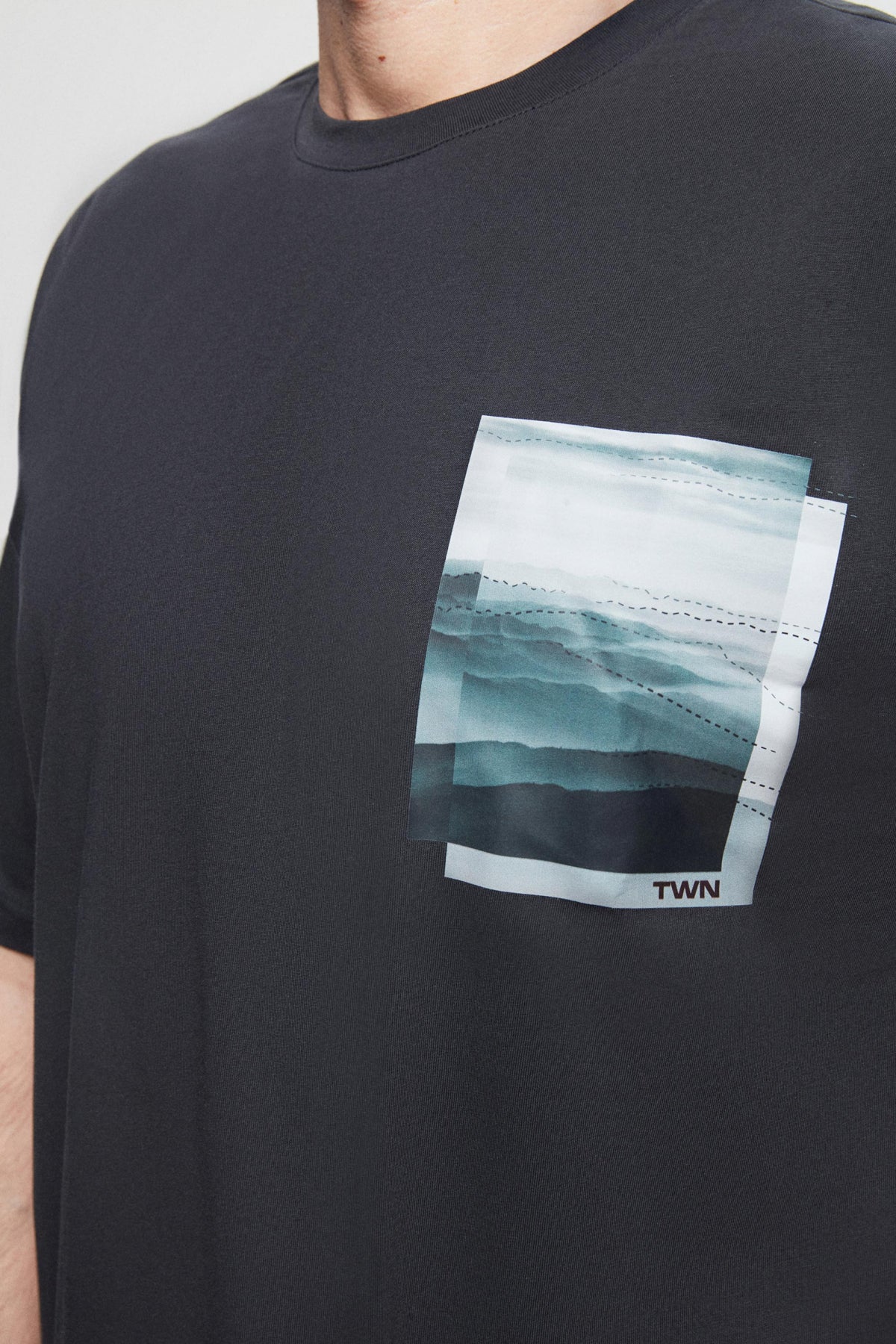 Twn Oversize Printed 100% Cotton T-Shirt  - Anthracite