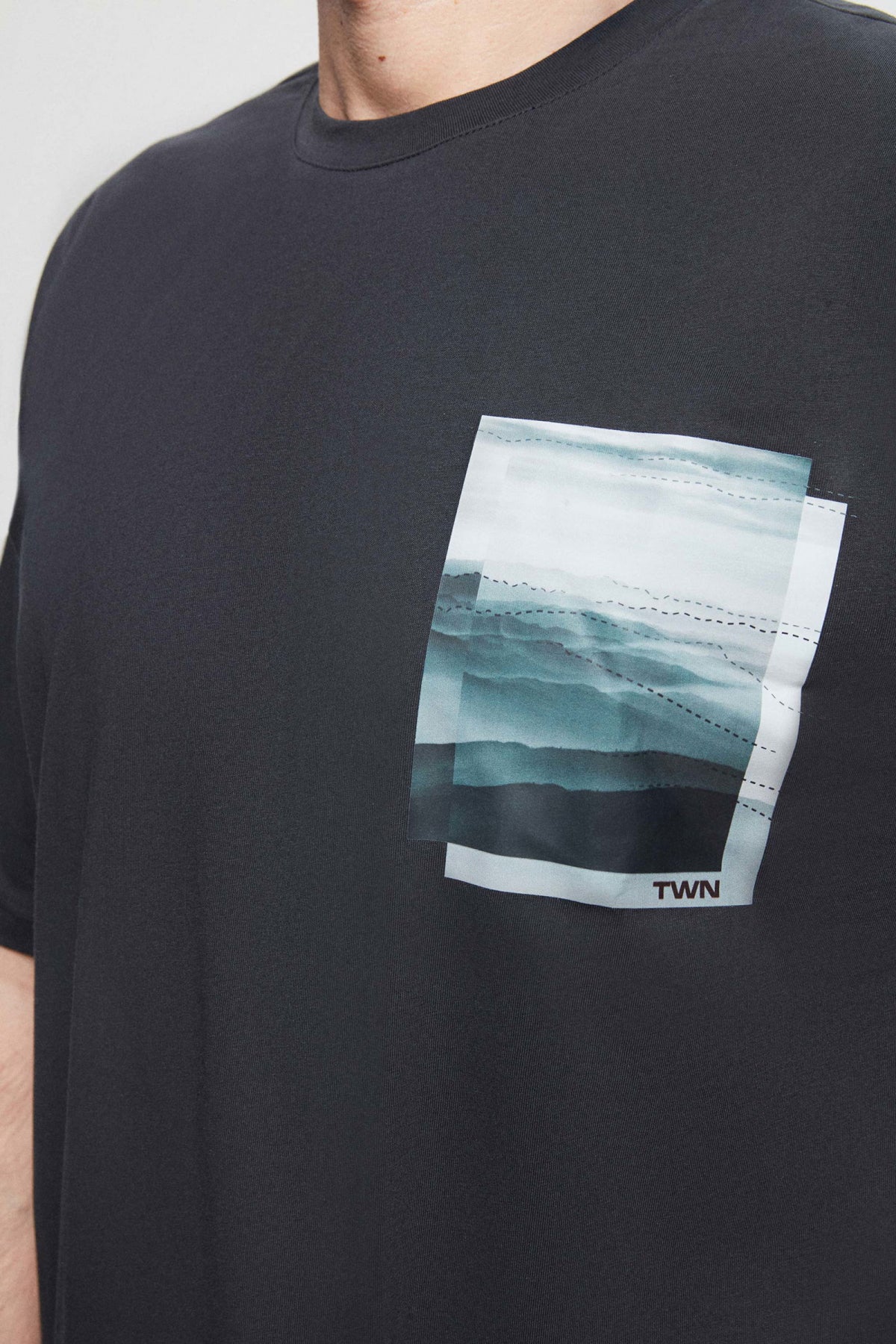 Twn Oversize Printed 100% Cotton T-Shirt  - Anthracite