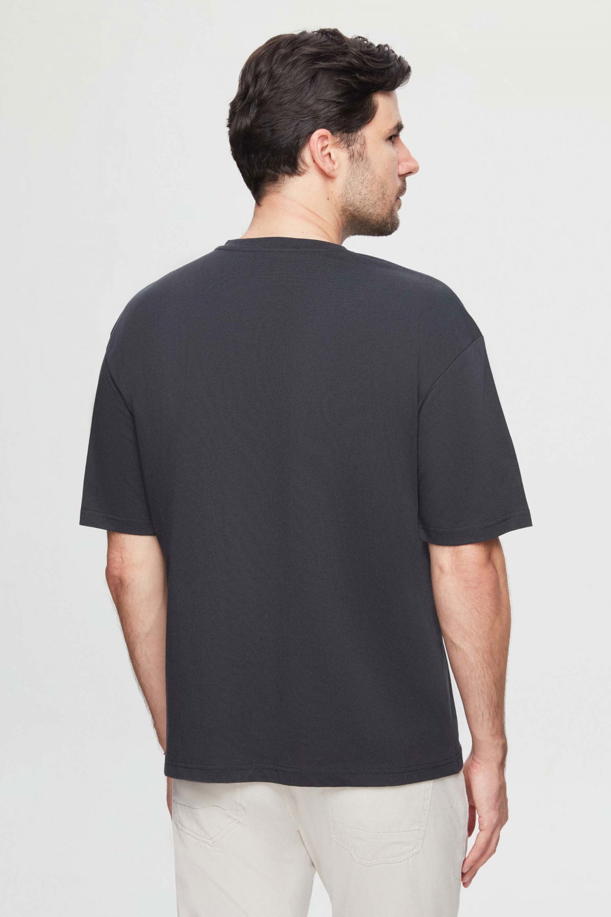 Twn Oversize Printed 100% Cotton T-Shirt  - Anthracite