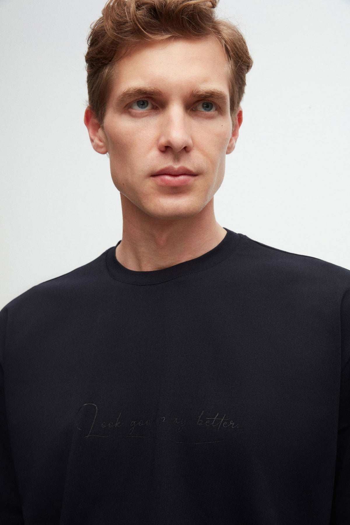 Twn Oversize Printed 100% Cotton T-Shirt  - Navy Blue