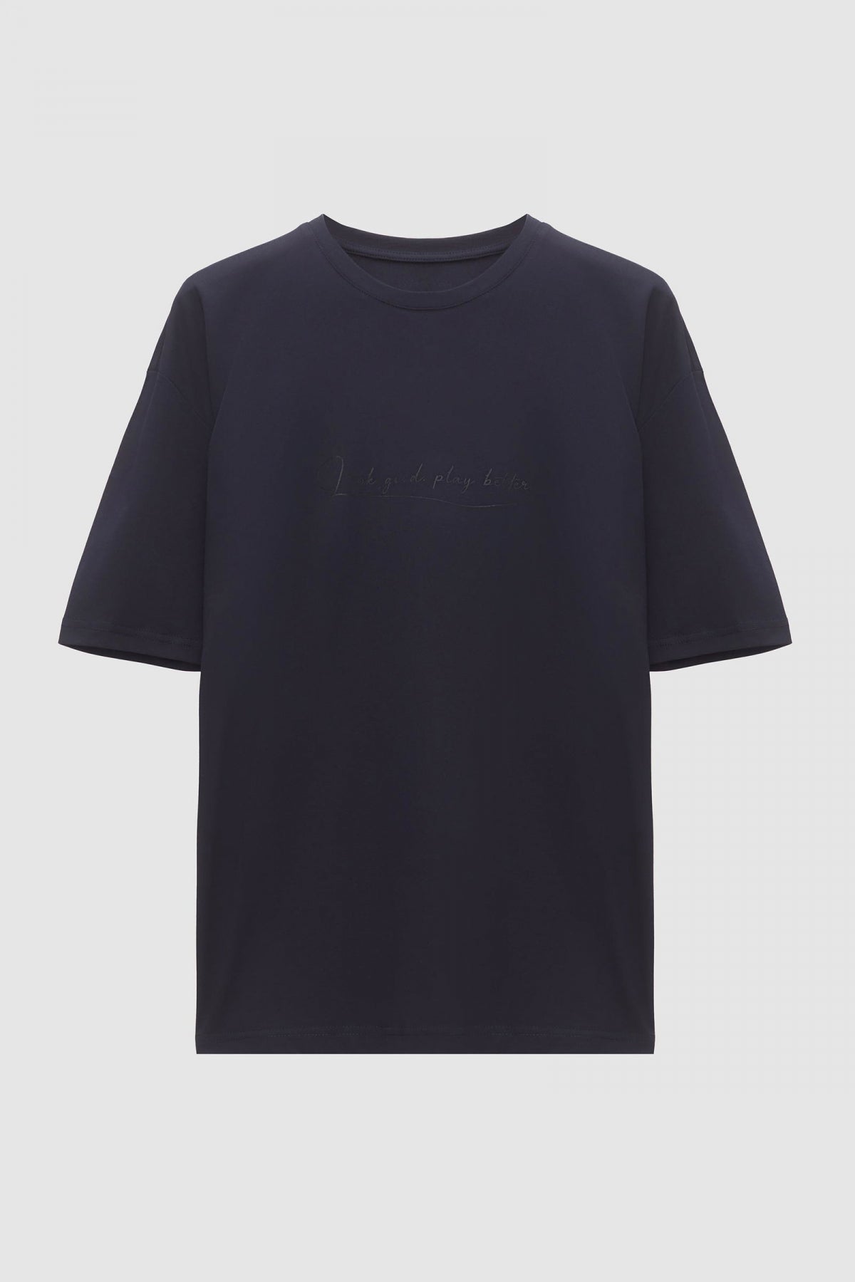Twn Oversize Printed 100% Cotton T-Shirt  - Navy Blue