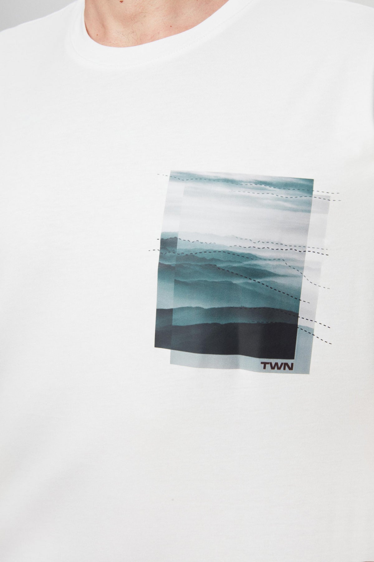 Twn Oversize Printed 100% Cotton T-Shirt  - White