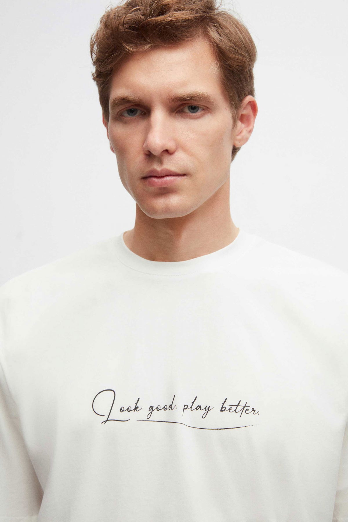 Twn Oversize Printed 100% Cotton T-Shirt  - White