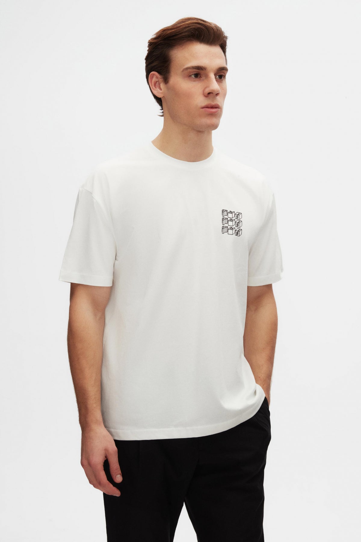 Twn Oversize Printed 100% Cotton T-Shirt  - White