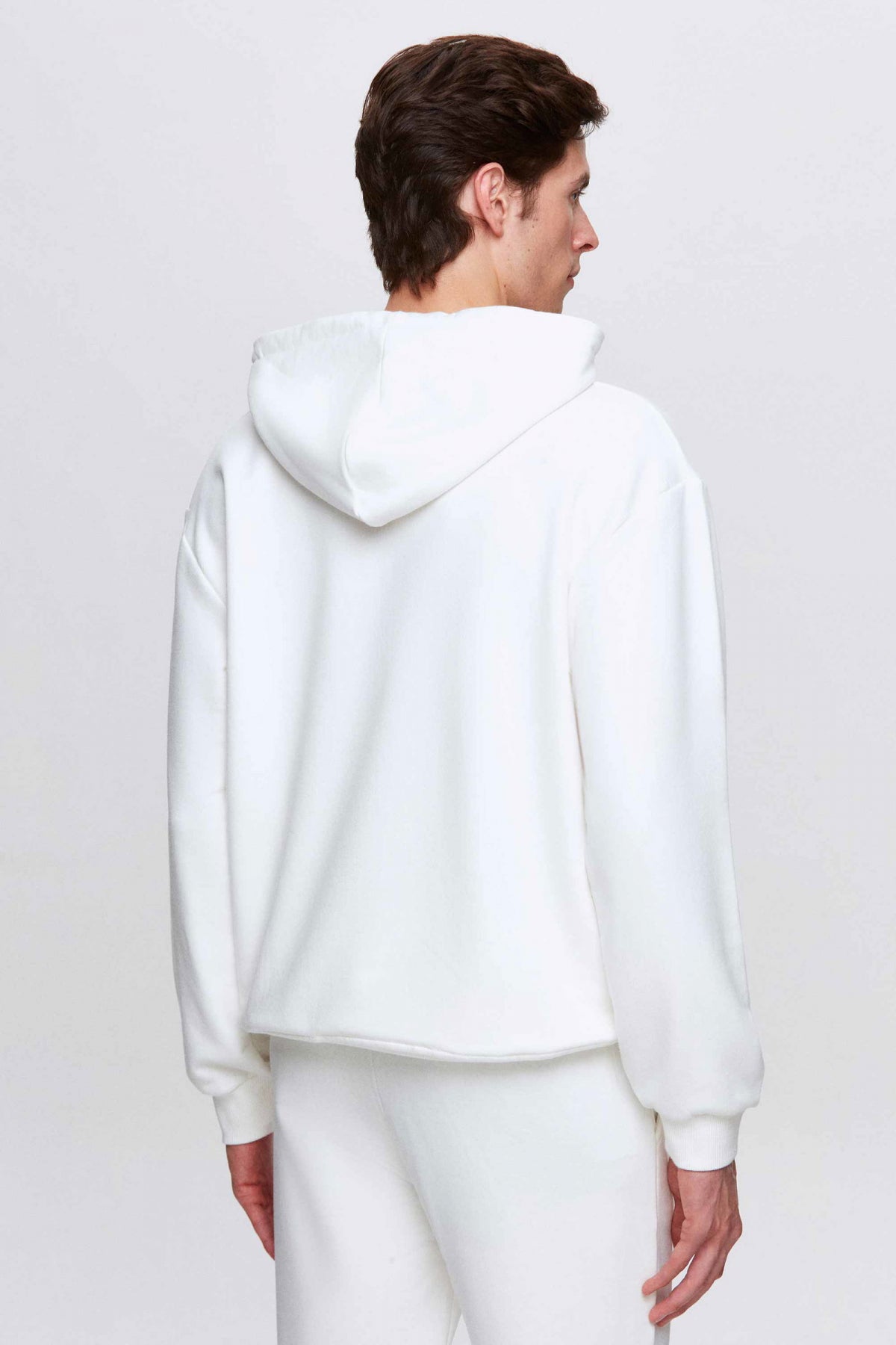 Twn Oversize Printed 3-Thread Hooded Sweatshirt  - Ecru