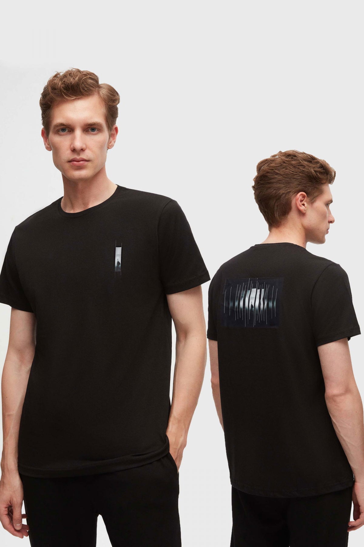 Twn Regular Fit Printed 100% Cotton T-Shirt  - Black