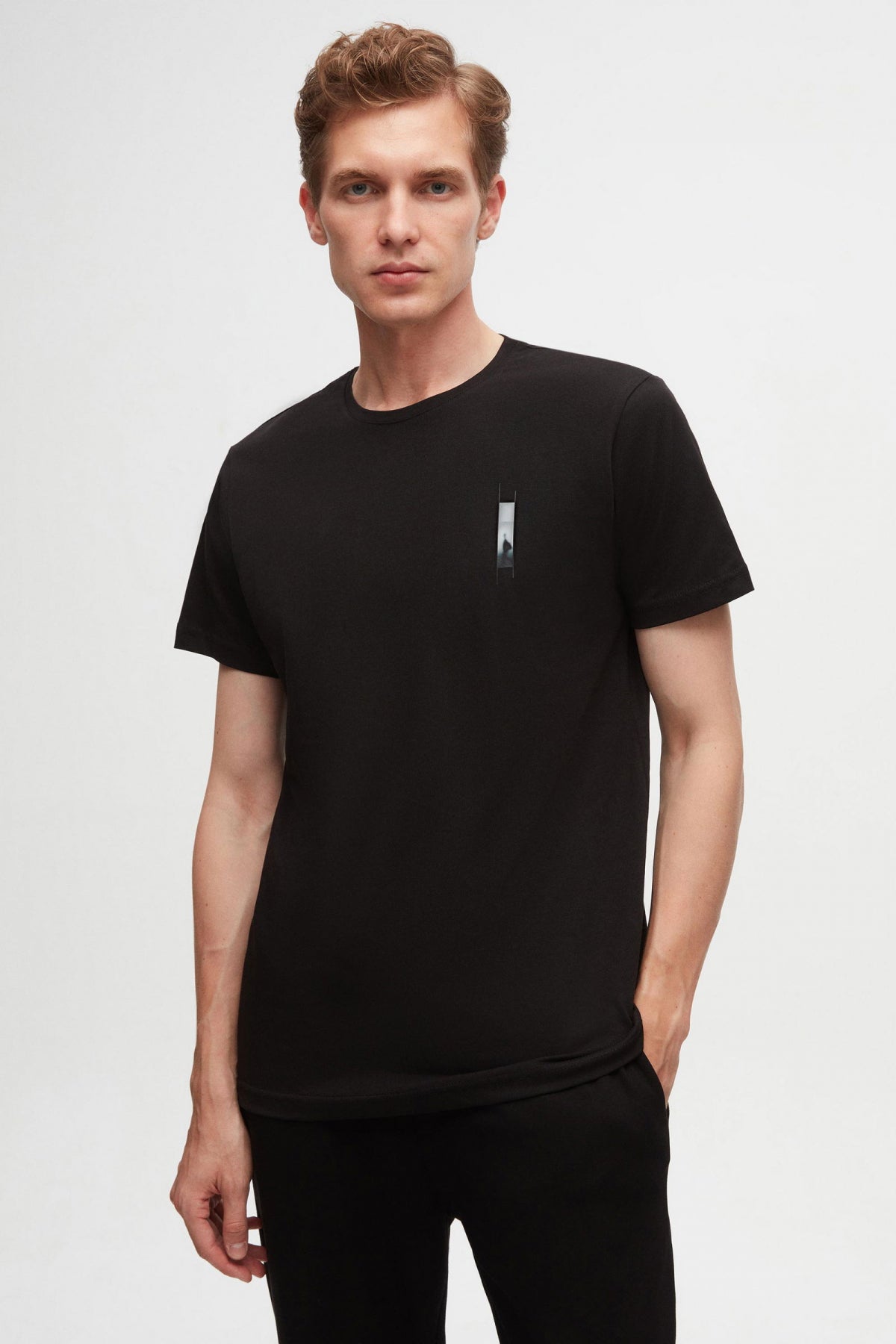 Twn Regular Fit Printed 100% Cotton T-Shirt  - Black