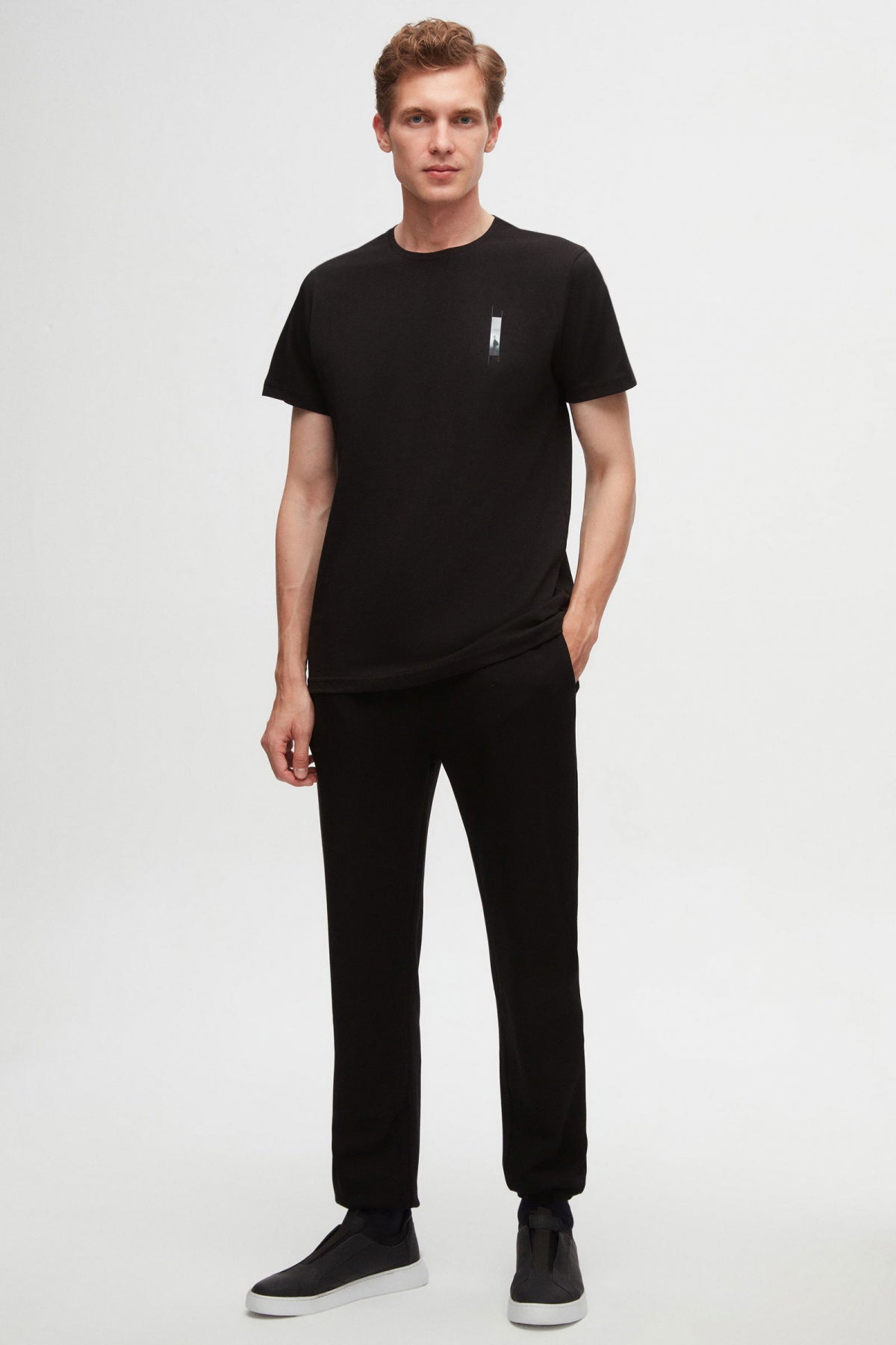 Twn Regular Fit Printed 100% Cotton T-Shirt  - Black