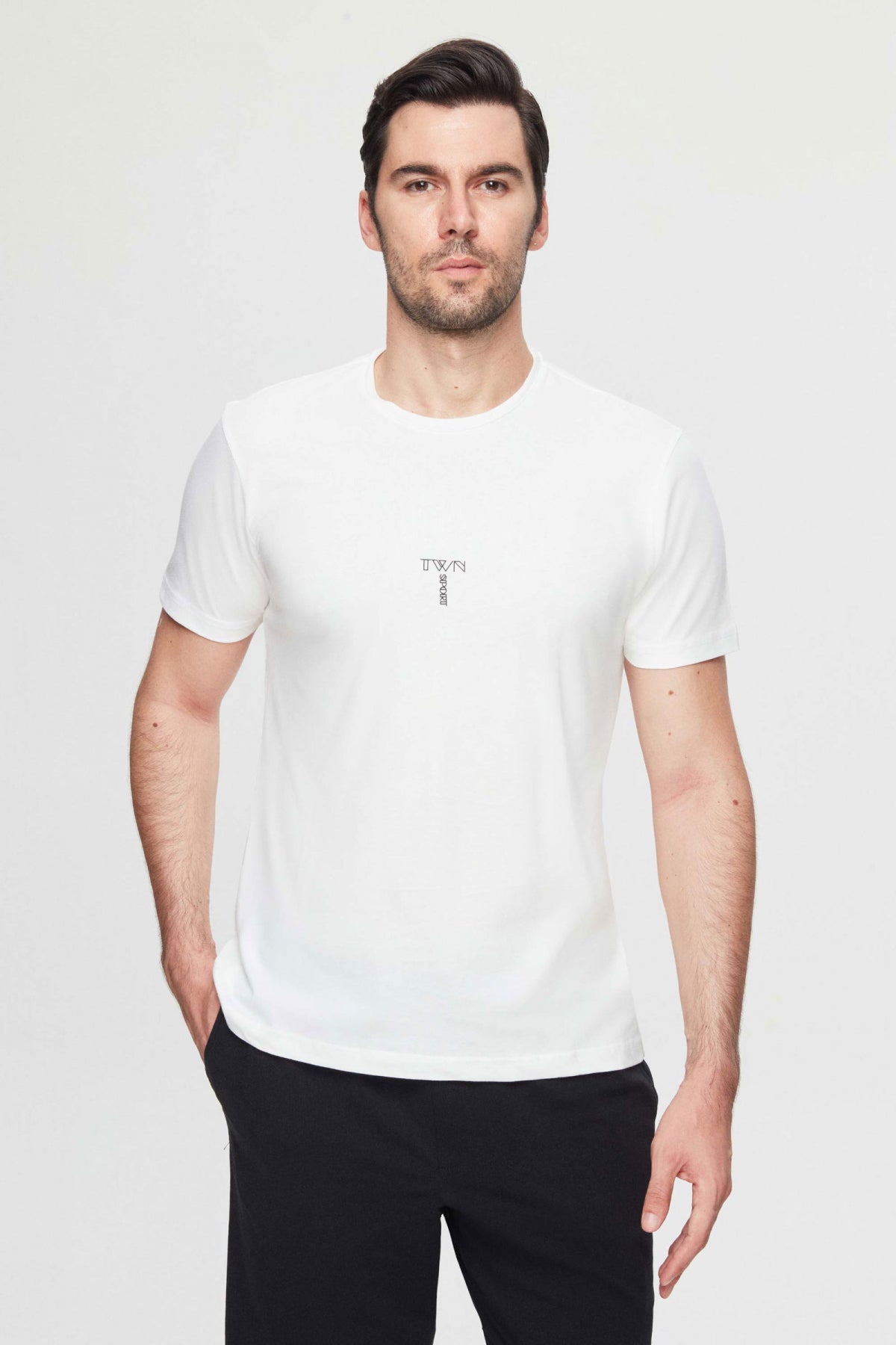 Twn Regular Fit Printed 100% Cotton T-Shirt  - White