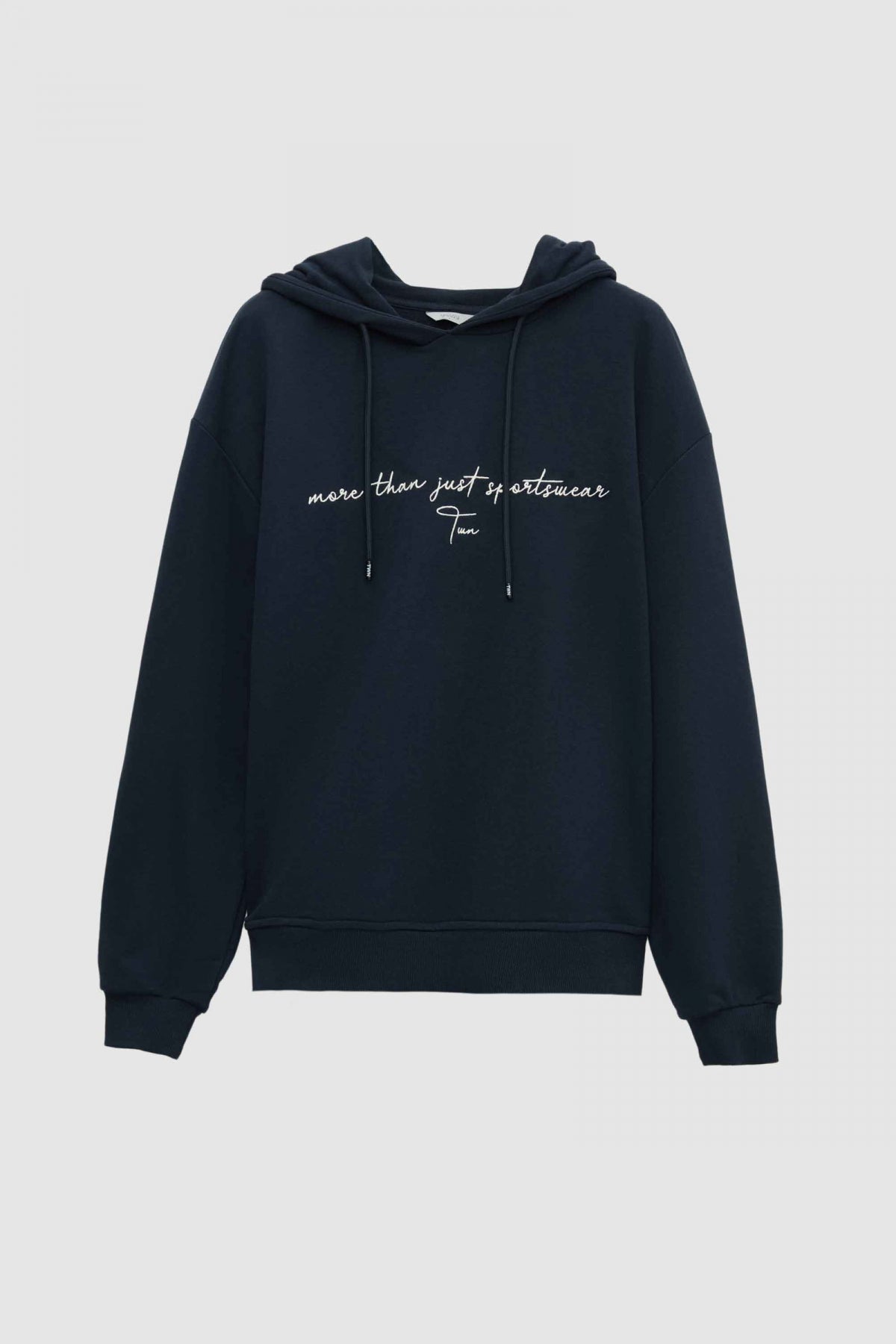 Twn Relaxed Fit Embroidered 3-Thread Hooded Sweatshirt  - Navy Blue