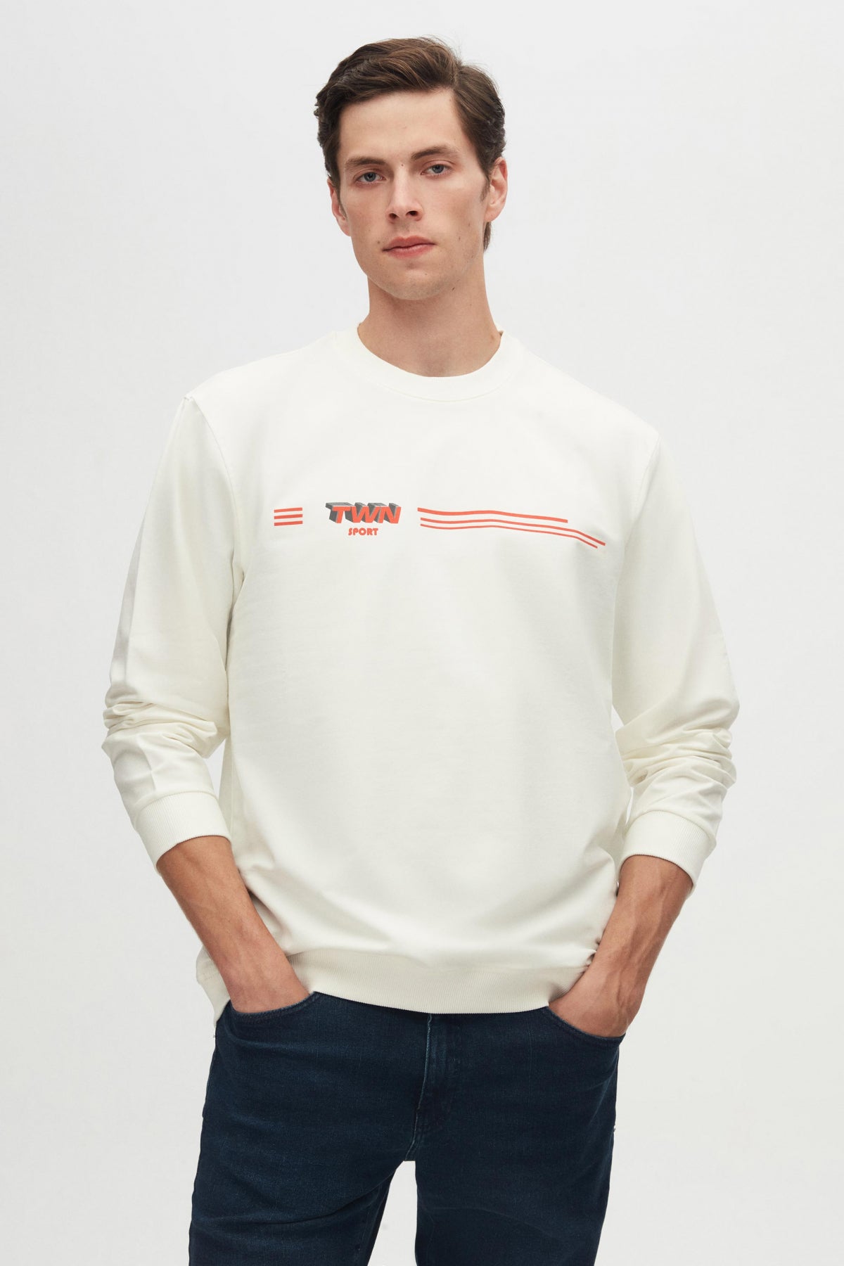 Twn Relaxed Fit Printed Sweatshirt  - Ecru