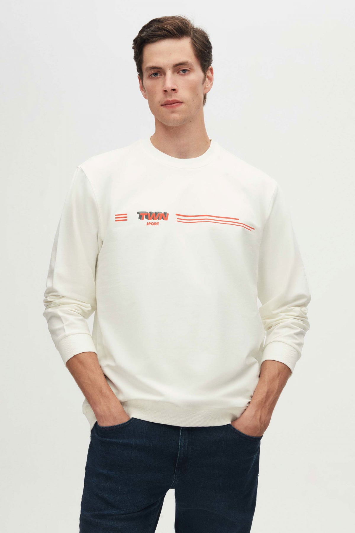 Twn Relaxed Fit Printed Sweatshirt  - Ecru