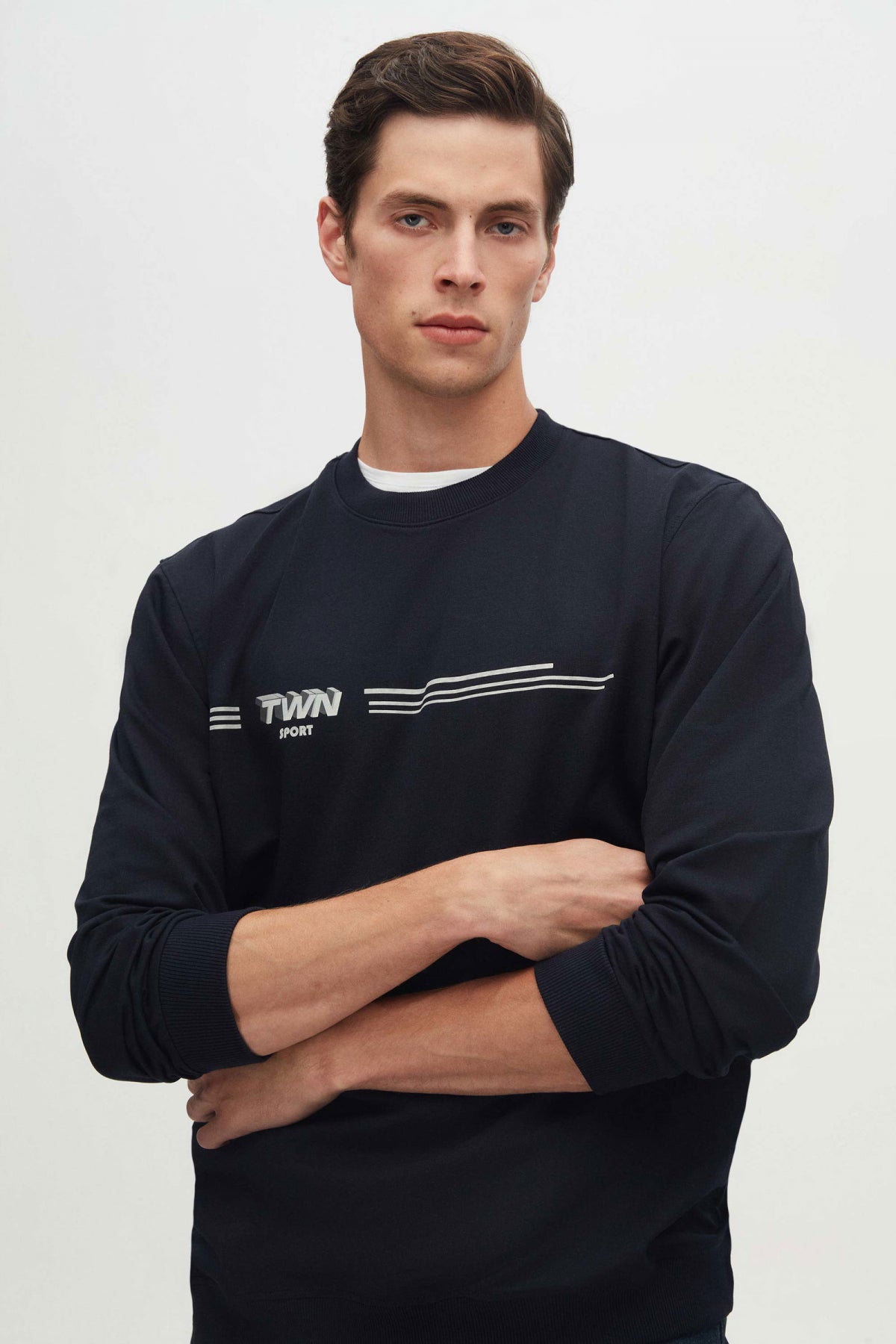 Twn Relaxed Fit Printed Sweatshirt  - Navy Blue