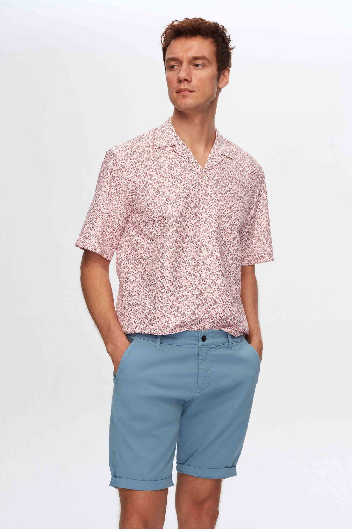 Twn Relaxed Printed Pattern Explorer Collar Short Sleeve Summer Shirt  - White