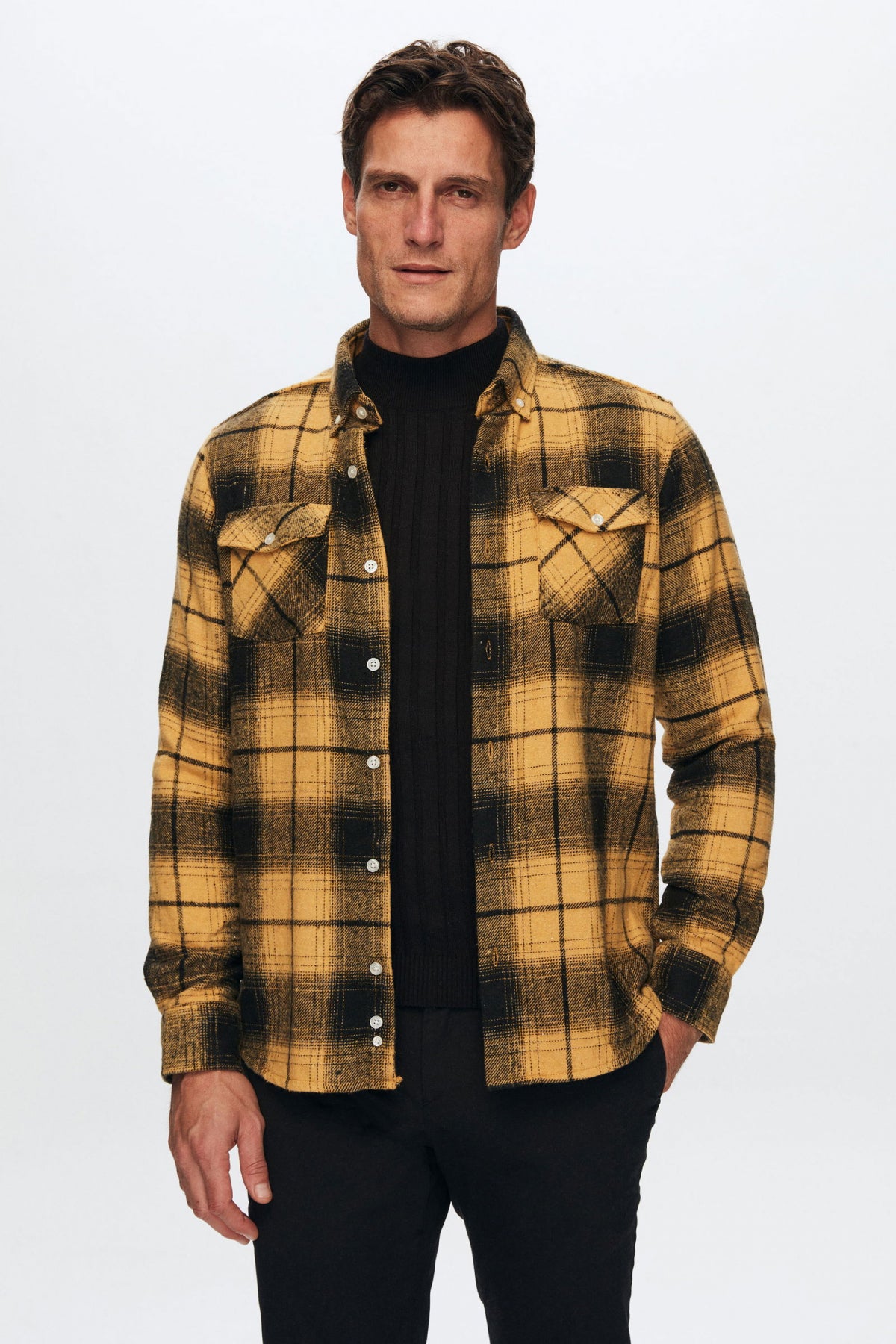 Twn Slim Fit Lumberjack Shirt  - Yellow