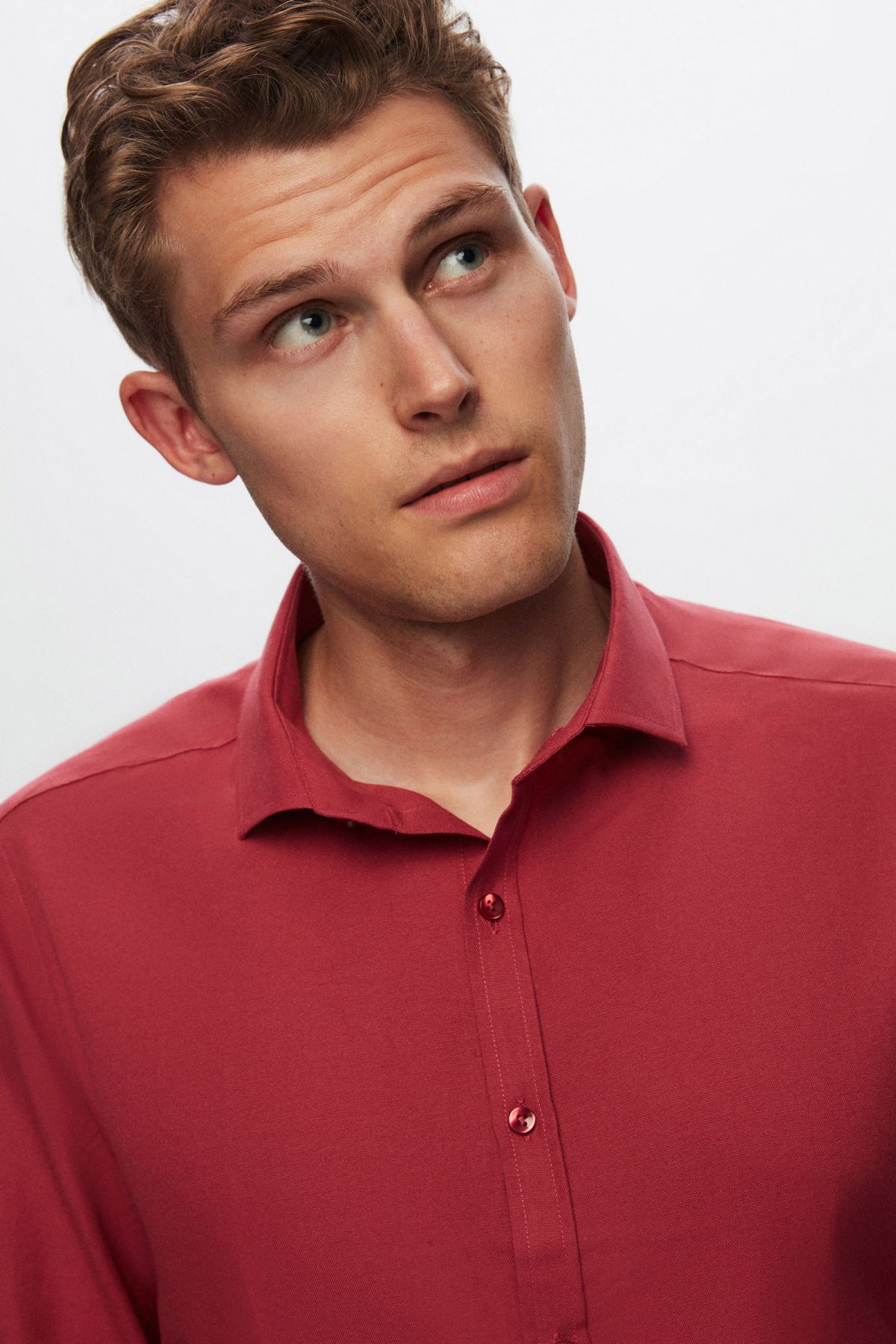 Twn Slim Fit Oxford Shirt  - Burgundy