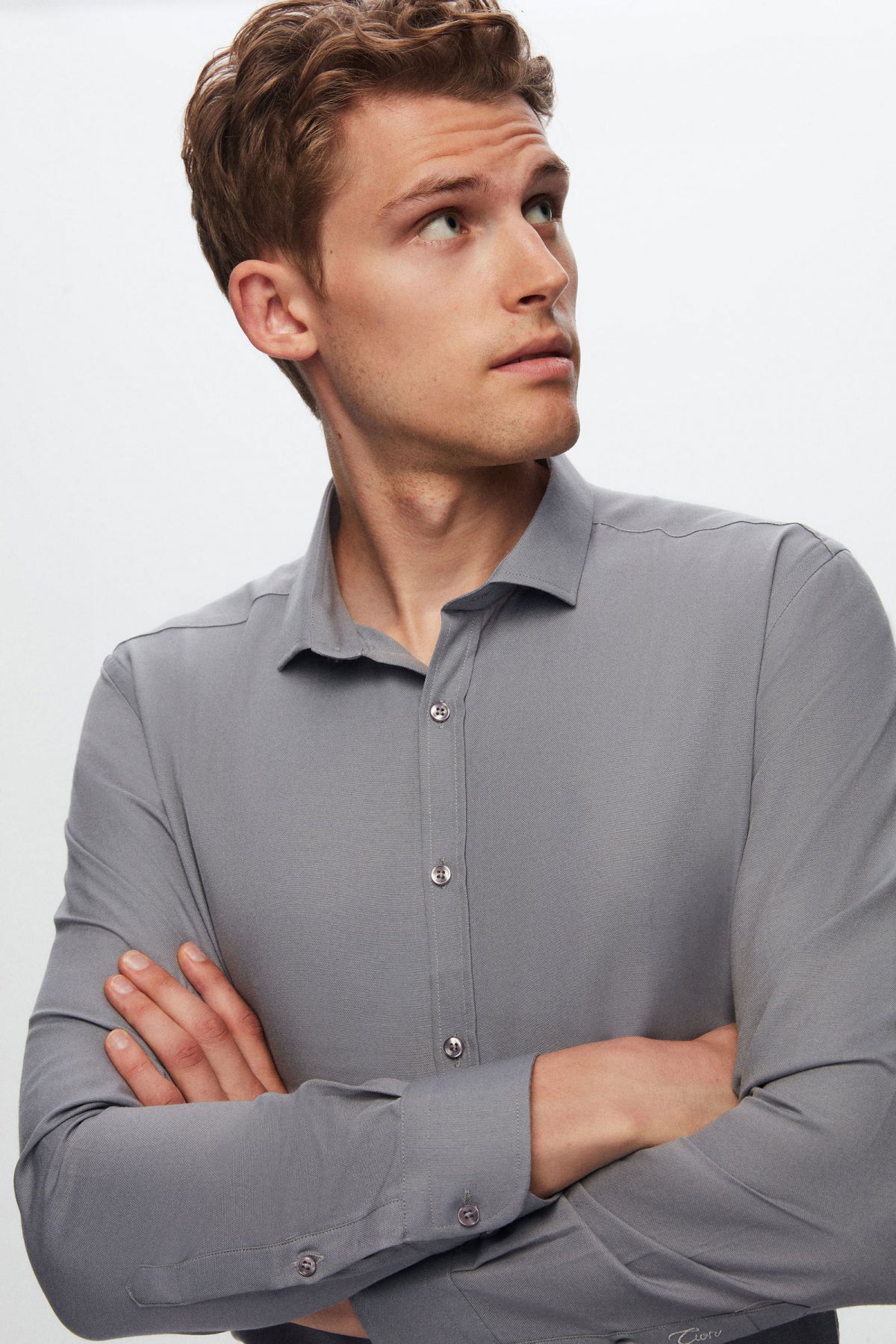 Twn Slim Fit Oxford Shirt  - Gray