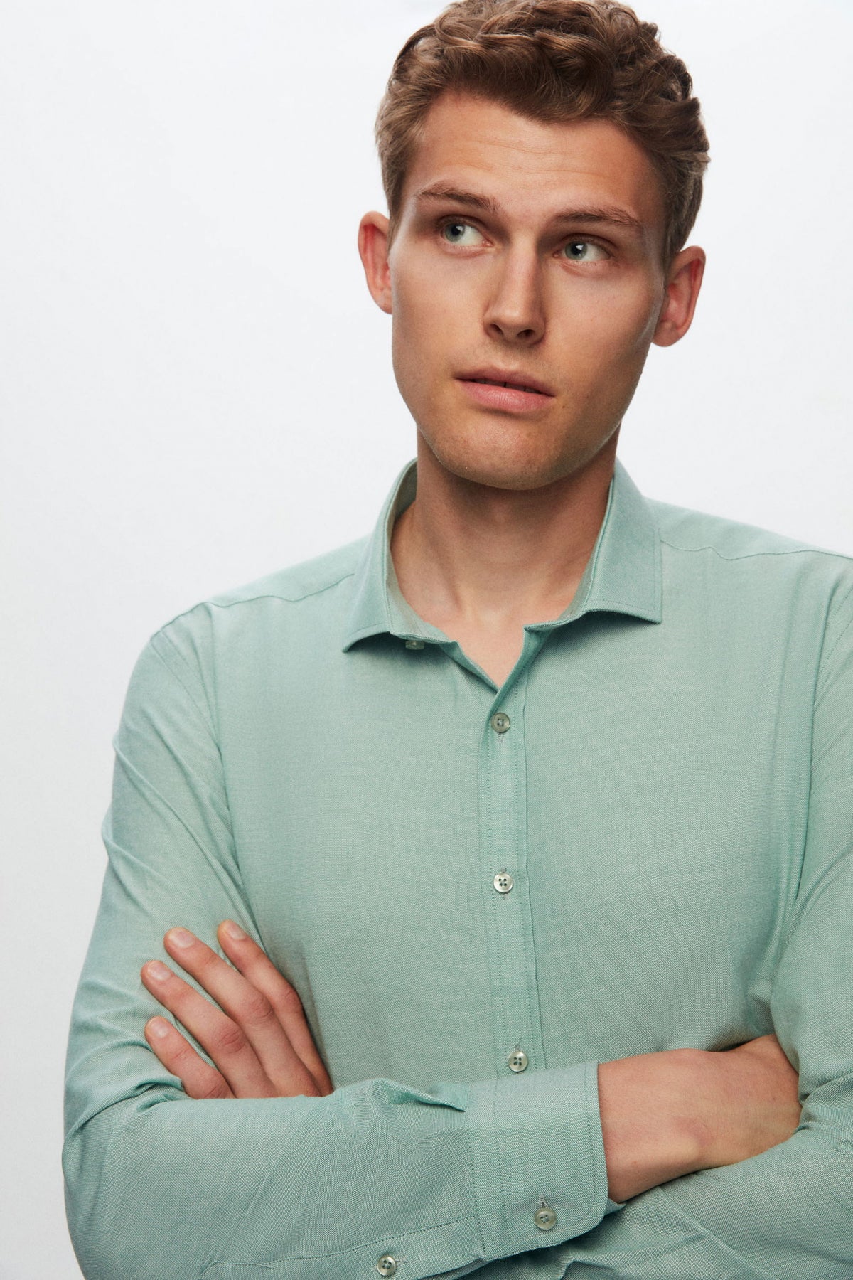 Twn Slim Fit Oxford Shirt  - Green