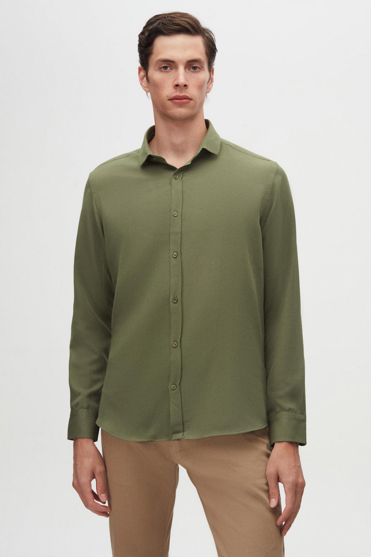 Twn Slim Fit Oxford Shirt  - Khaki