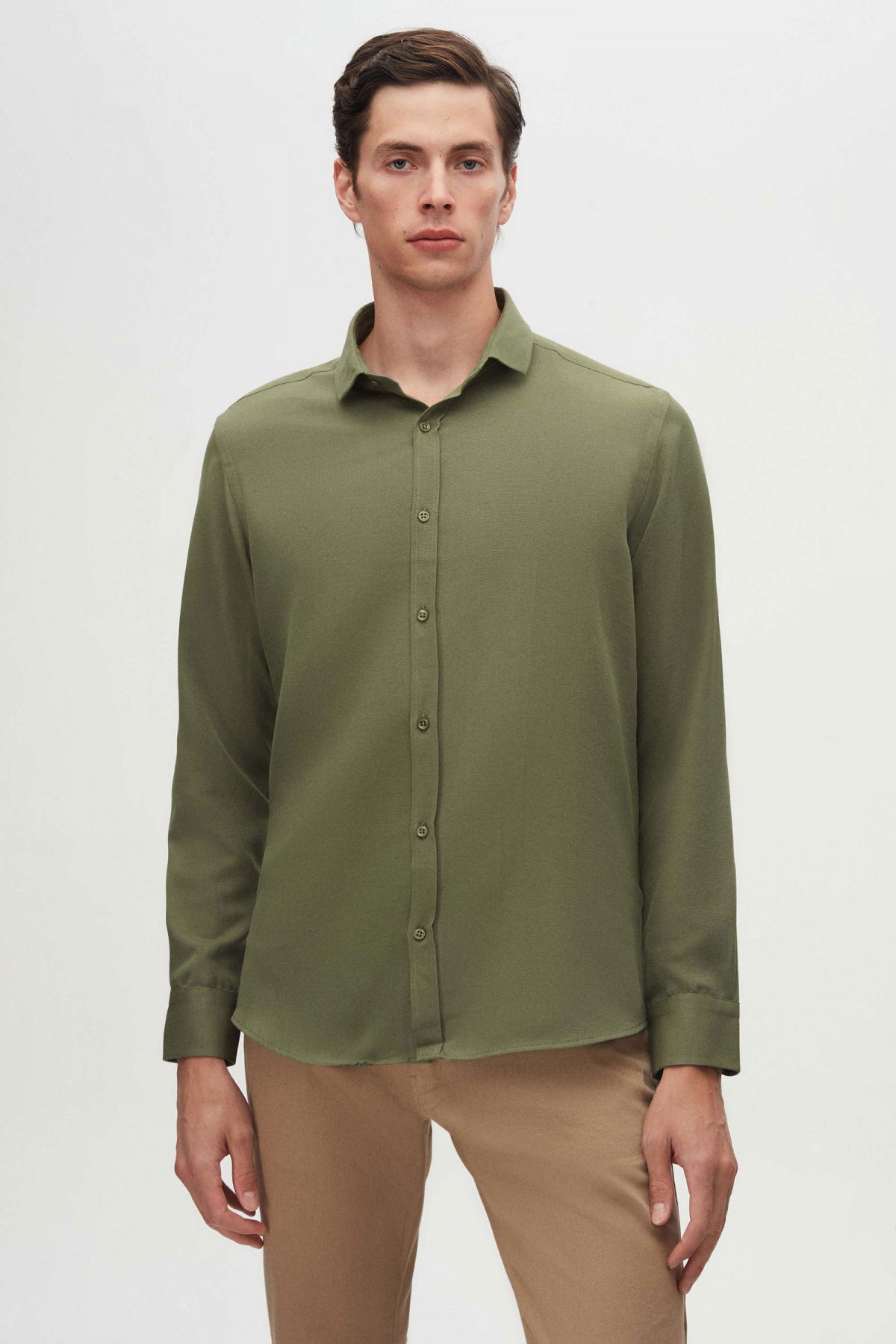 Twn Slim Fit Oxford Shirt  - Khaki