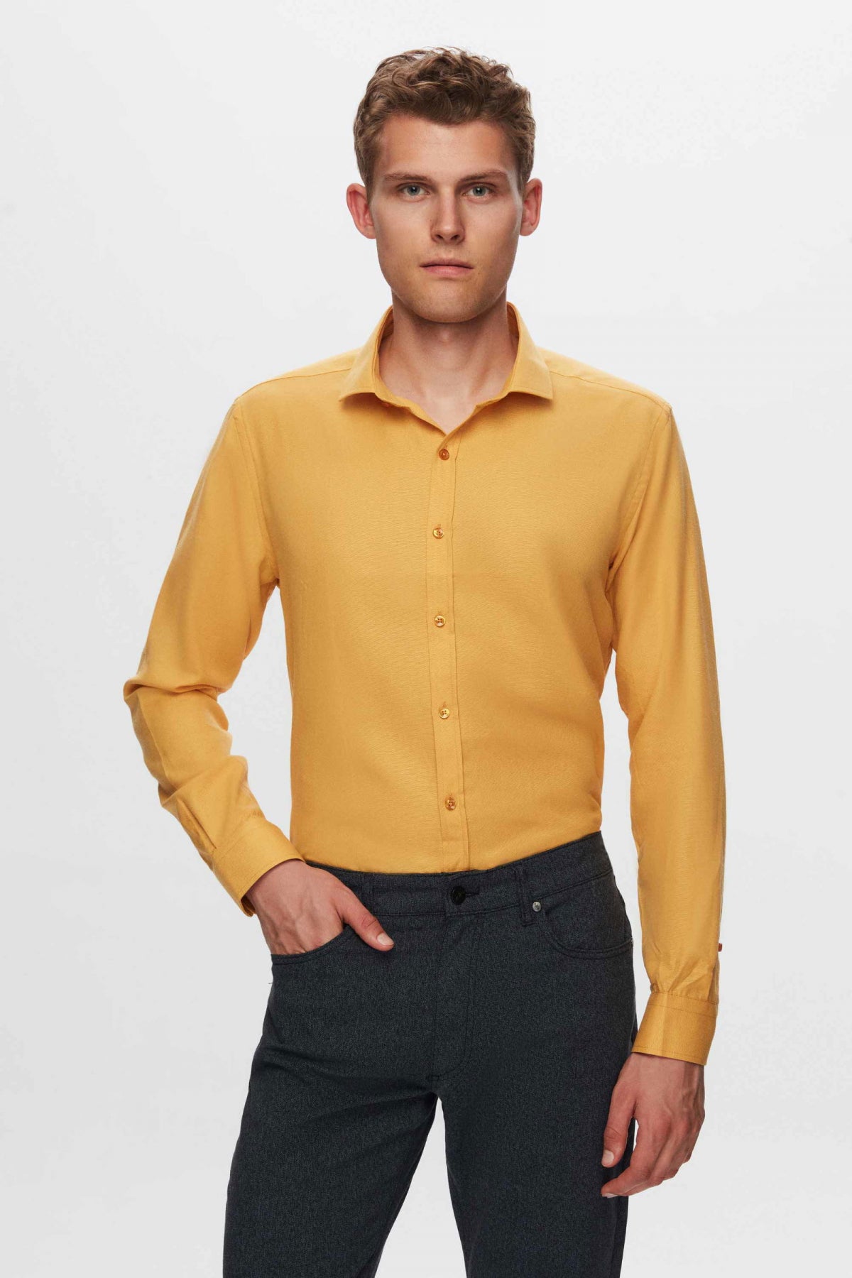 Twn Slim Fit Oxford Shirt  - Mustard