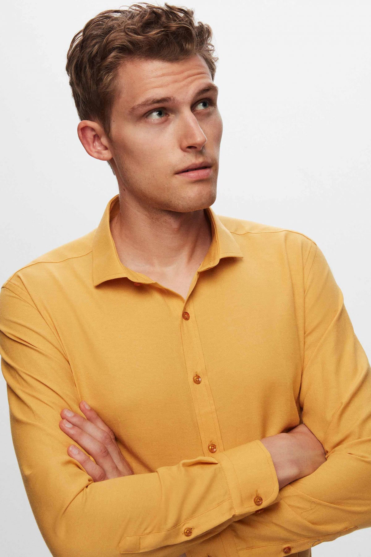 Twn Slim Fit Oxford Shirt  - Mustard