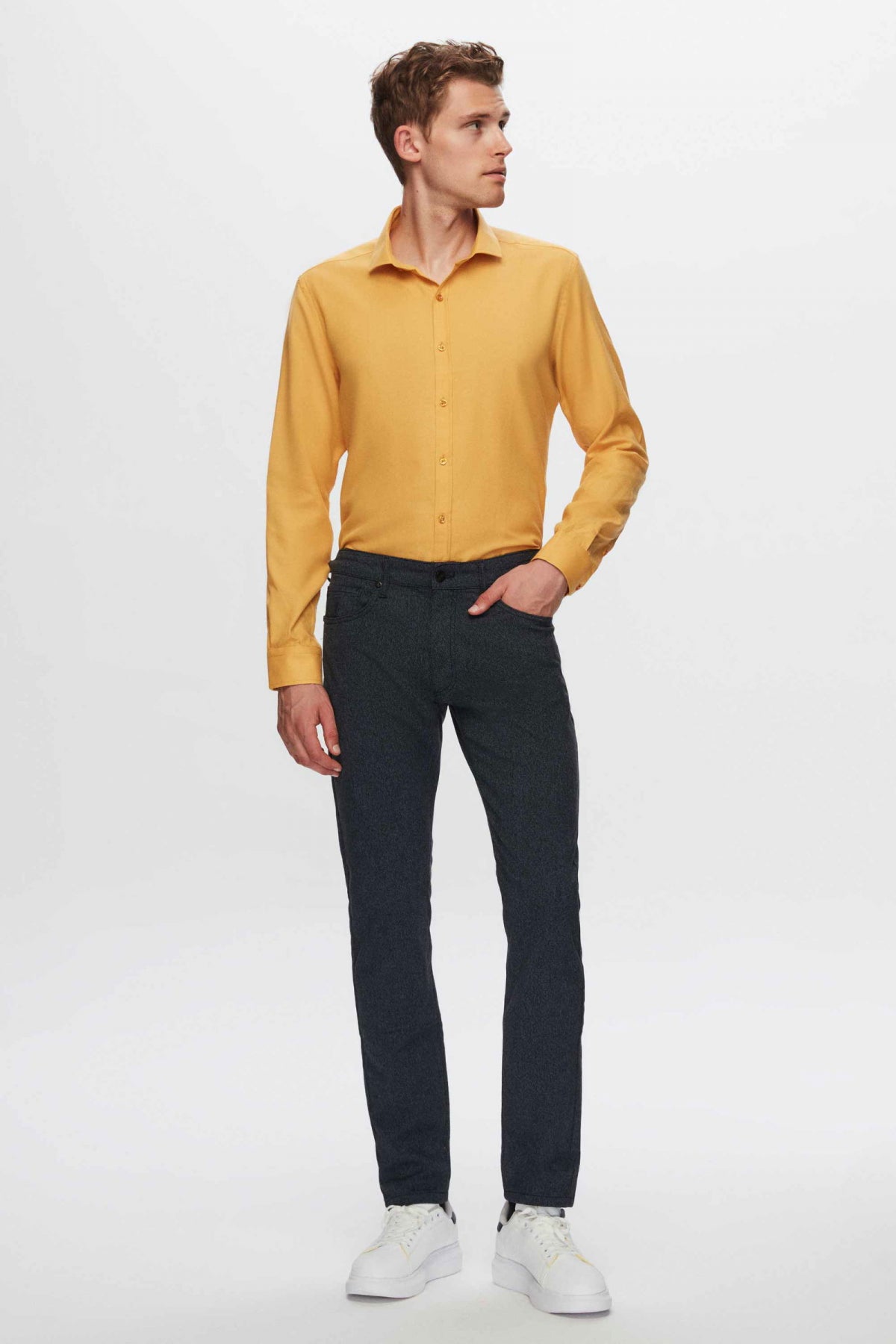 Twn Slim Fit Oxford Shirt  - Mustard