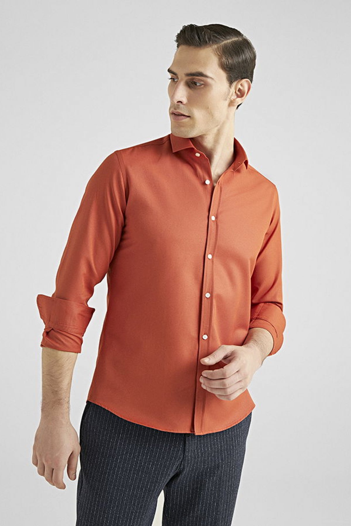Twn Slim Fit Oxford Shirt  - Orange