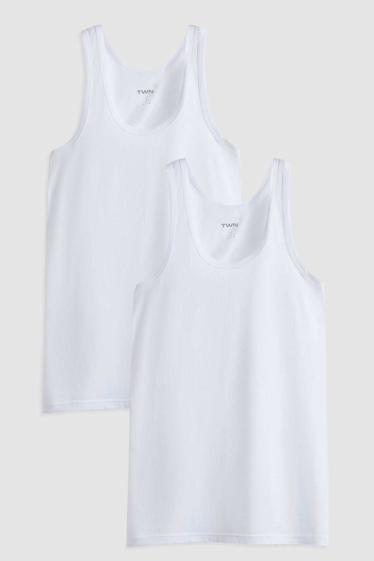 Twn Standard Fit Breathable Sweat-Absorbing 100% Cotton 2-Pack Undershirt  - White