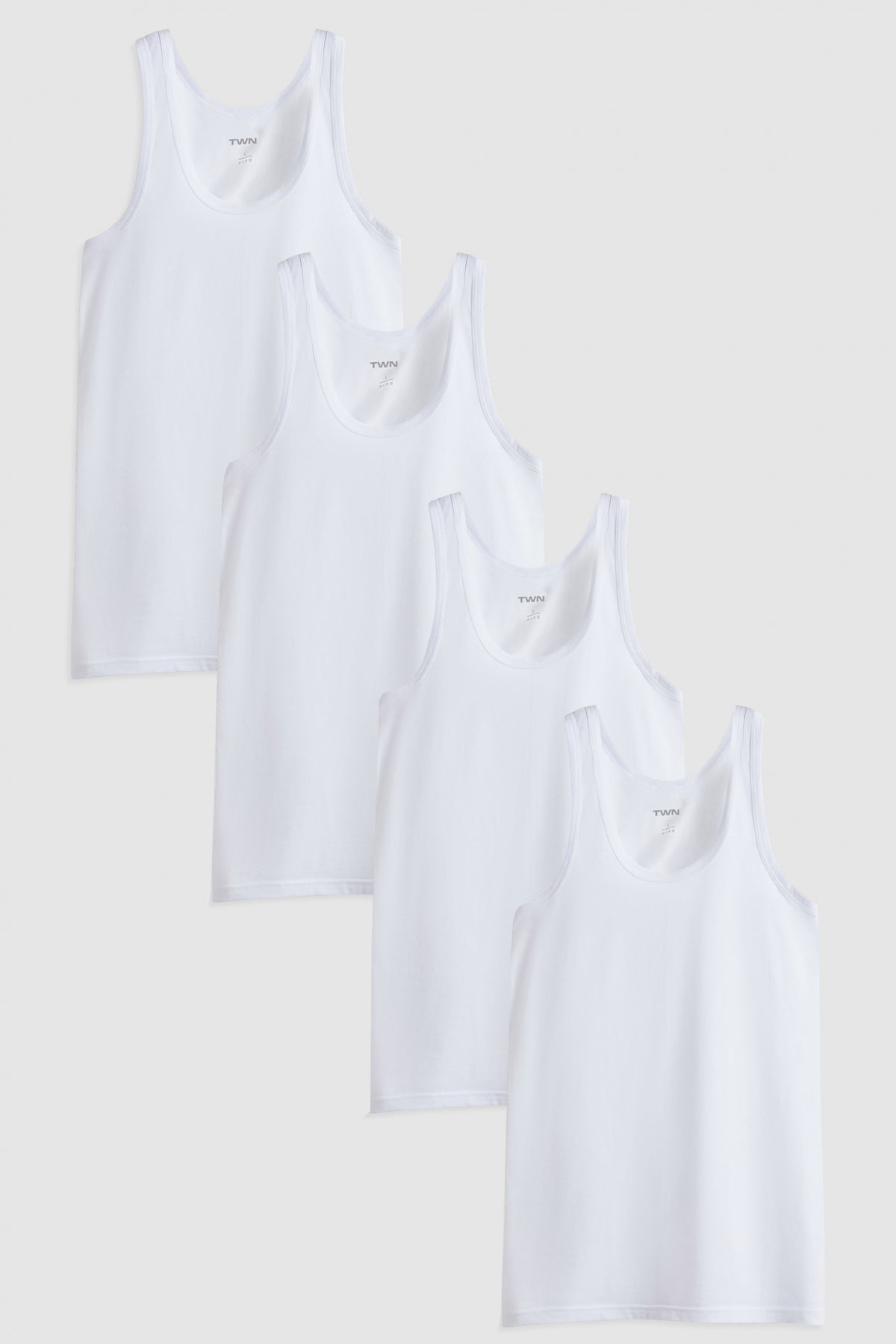 Twn Standard Fit Breathable Sweat-Absorbing 100% Cotton 4-Pack Undershirt  - White