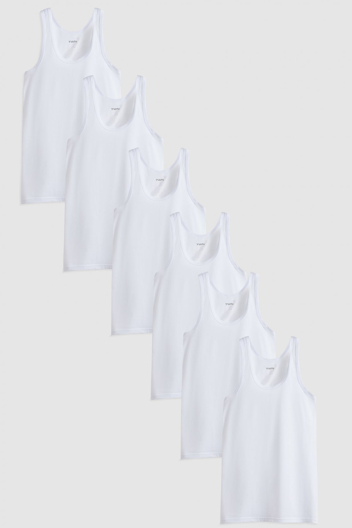 Twn Standard Fit Breathable Sweat-Absorbing 100% Cotton 6-Pack Undershirt  - White