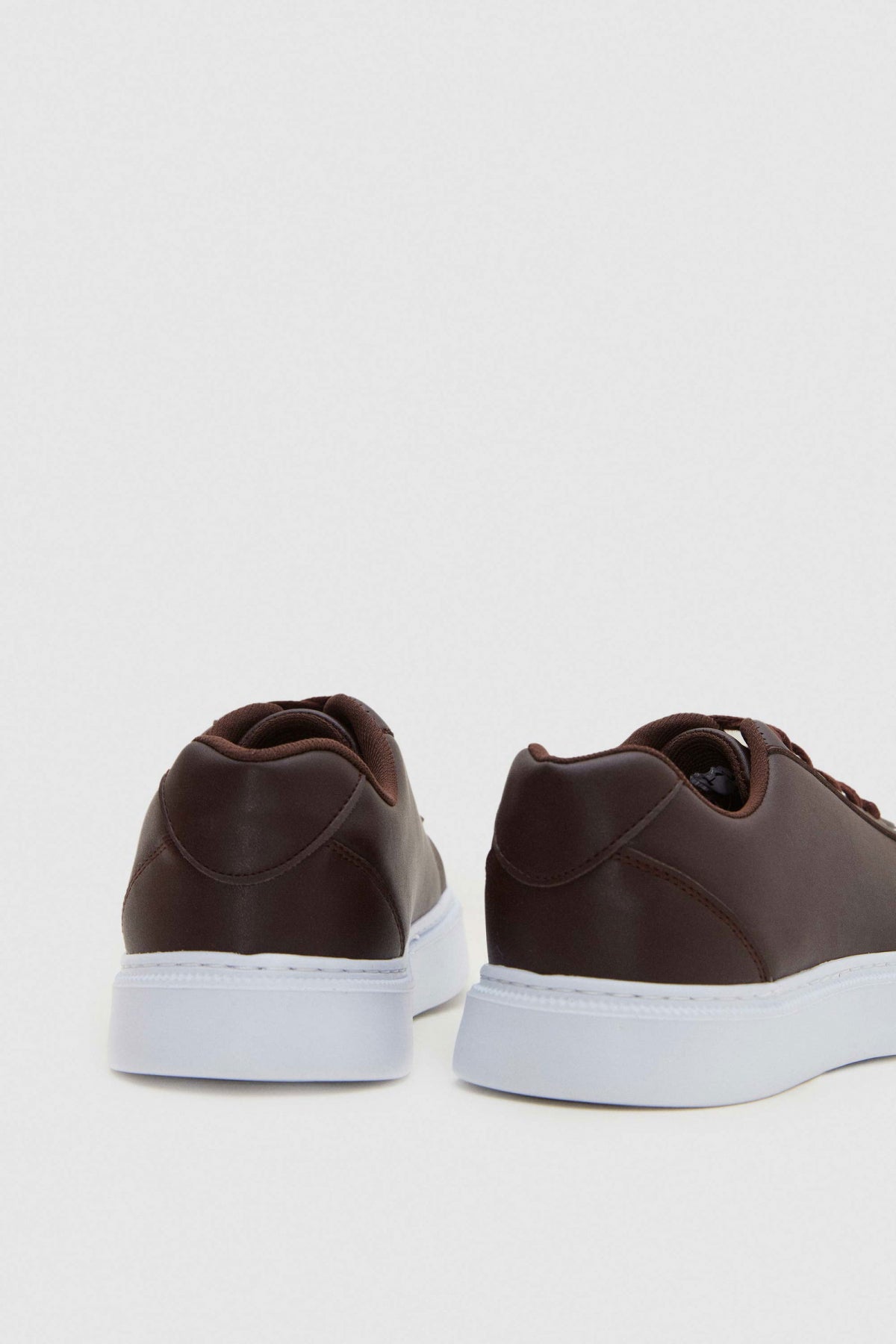 Twn Thick White Sole Lace-Up Sneakers  - Brown