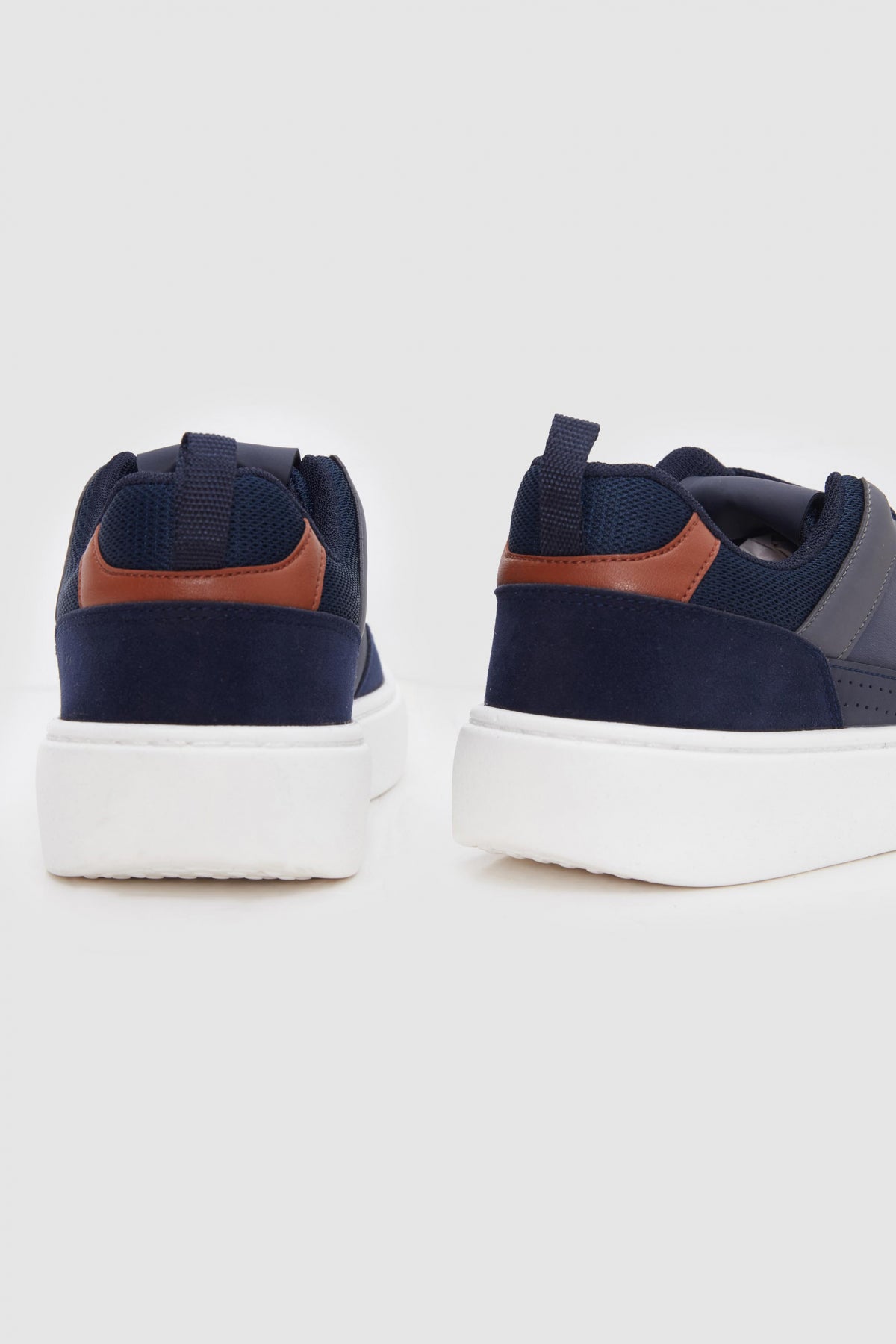 Twn Thick White Sole Lace-Up Sneakers  - Navy Blue