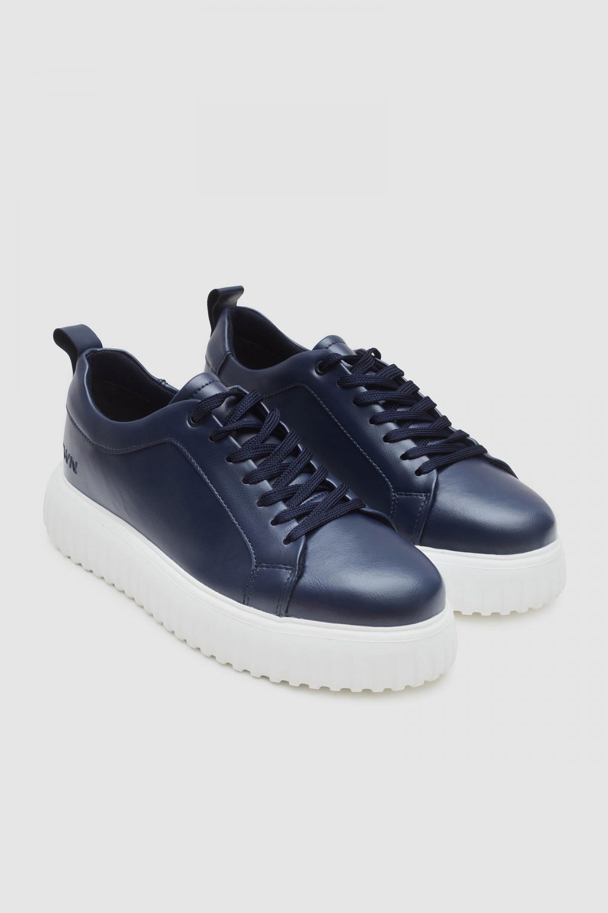 Twn Thick White Sole Lace-Up Sneakers  - Navy Blue