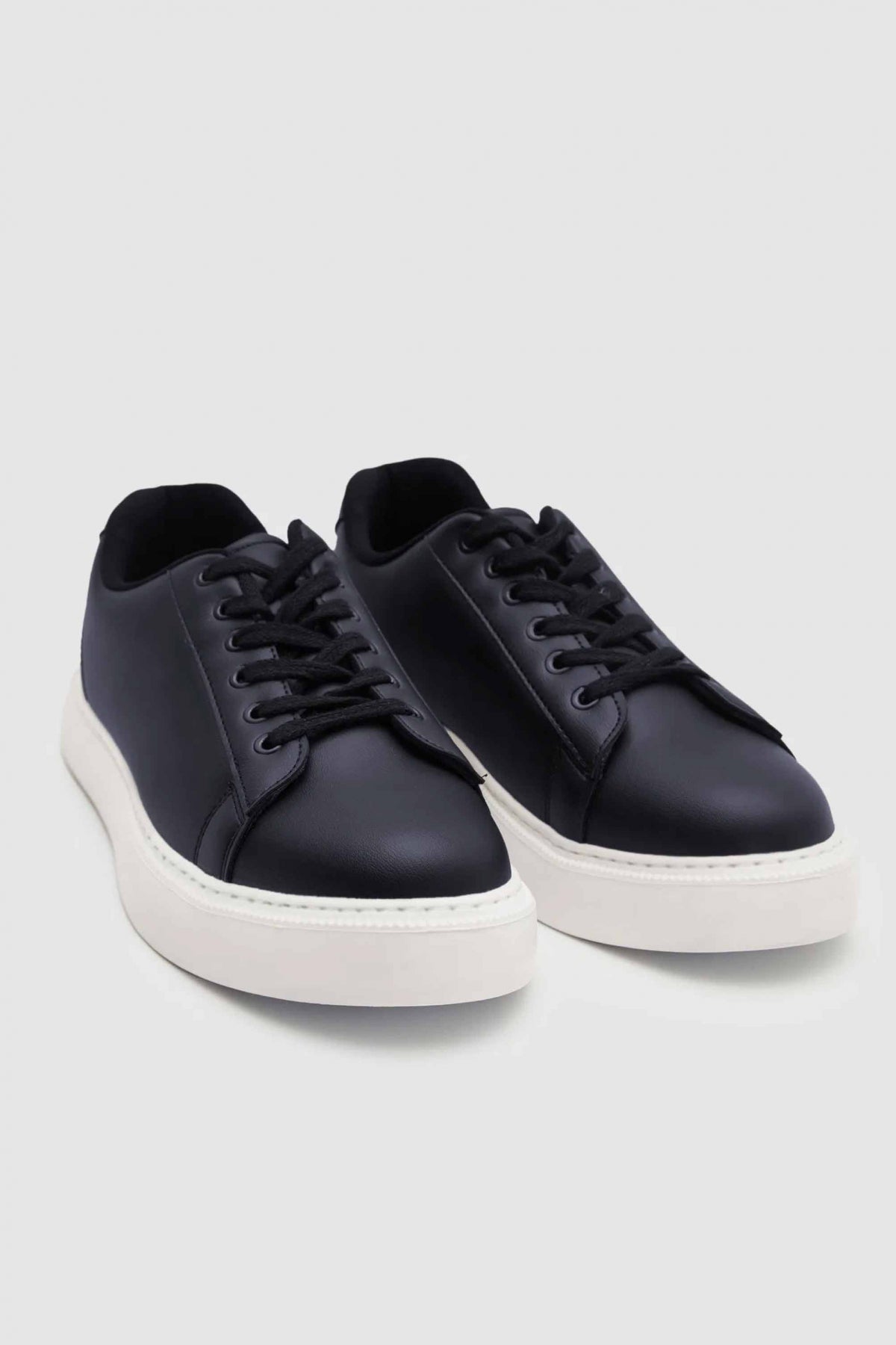 Twn Thick White Sole Lace-Up Sneakers  - Navy Blue