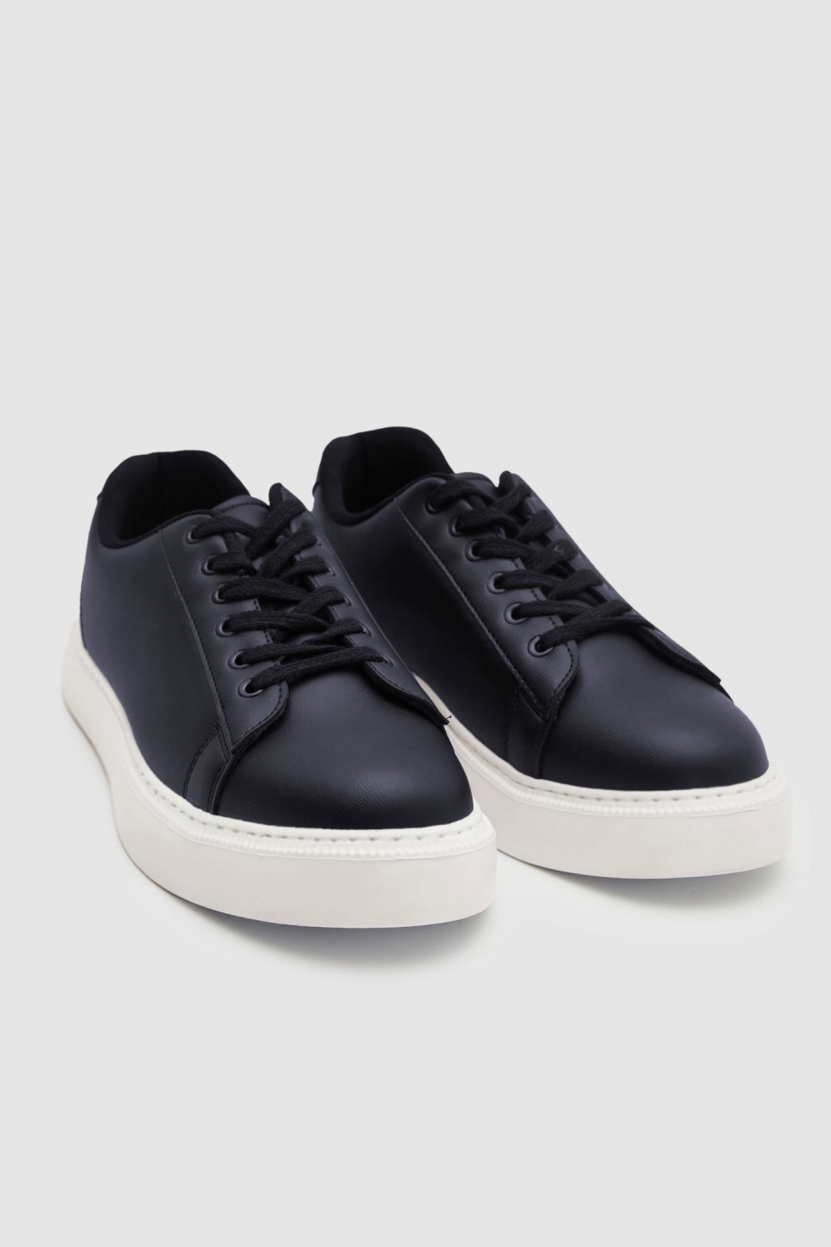 Twn Thick White Sole Lace-Up Sneakers  - Navy Blue