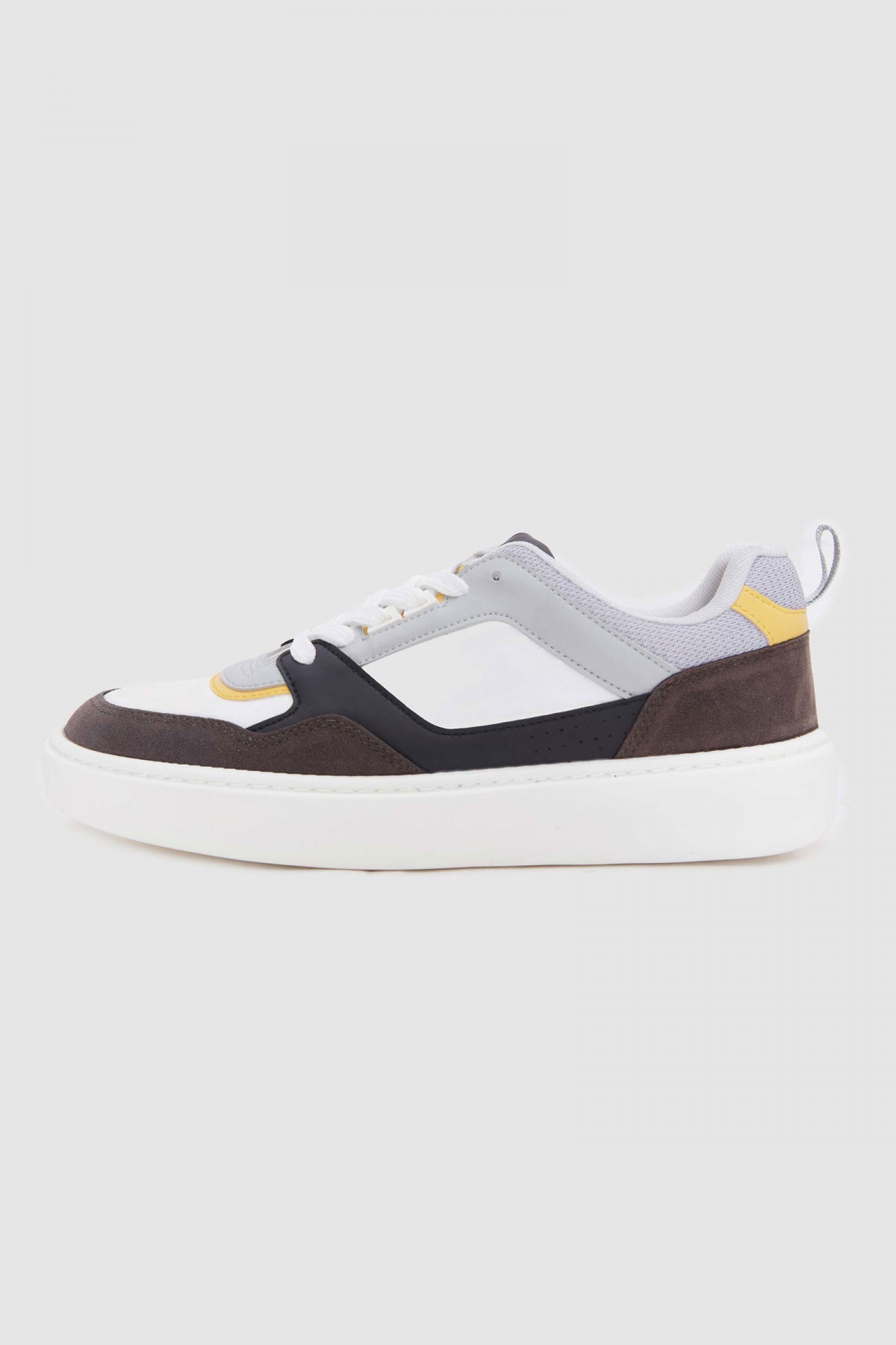 Twn Thick White Sole Lace-Up Sneakers  - White