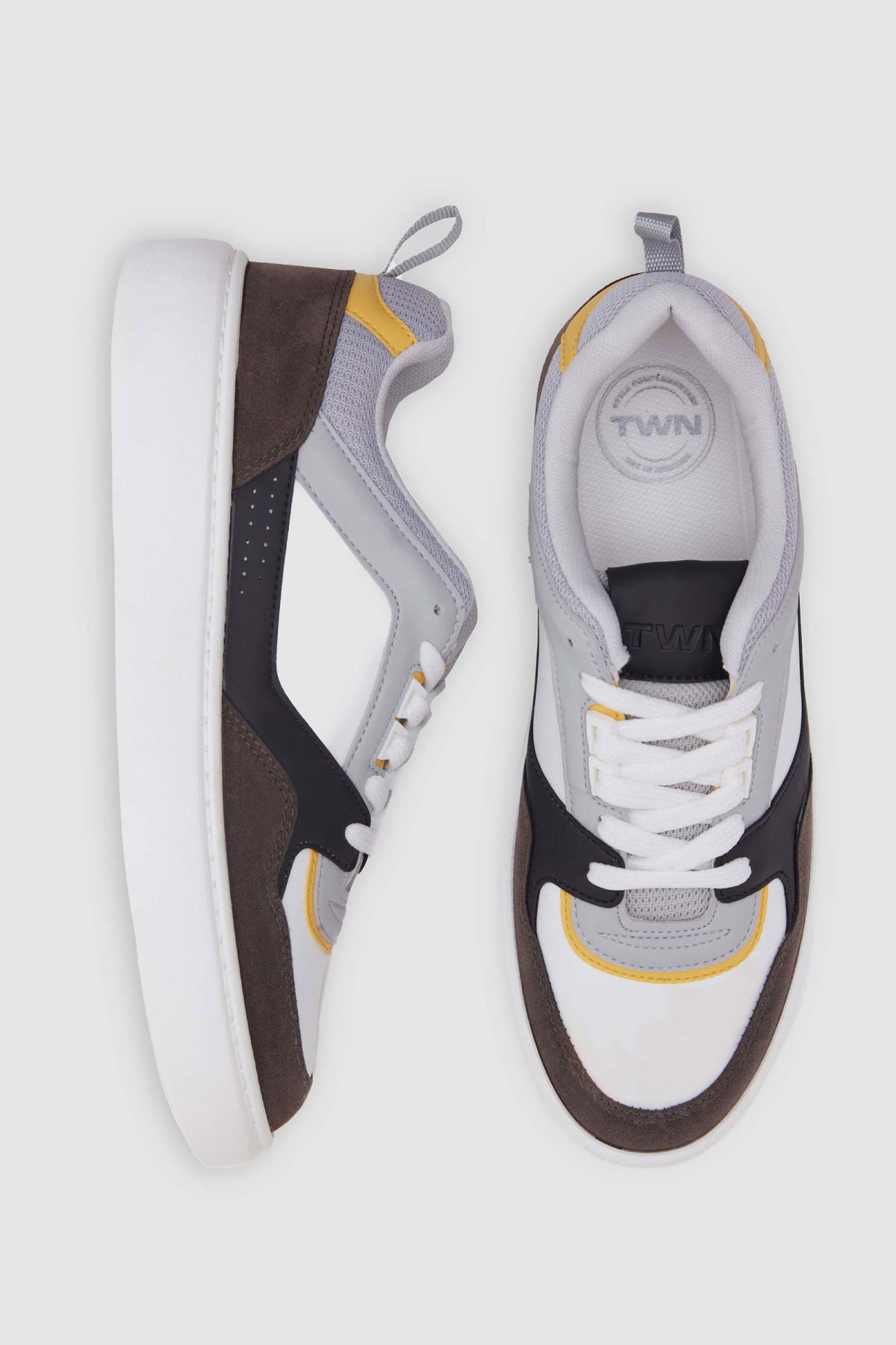 Twn Thick White Sole Lace-Up Sneakers  - White