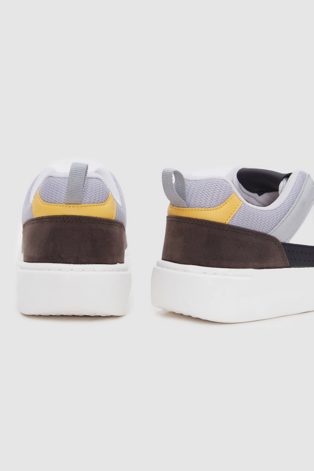 Twn Thick White Sole Lace-Up Sneakers  - White